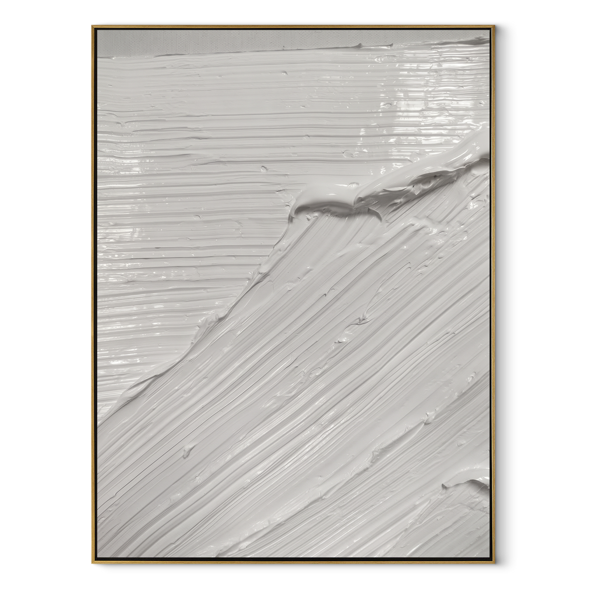 Slate Onyx Linen Strata Silence - textured abstract painting in a wood frame on white