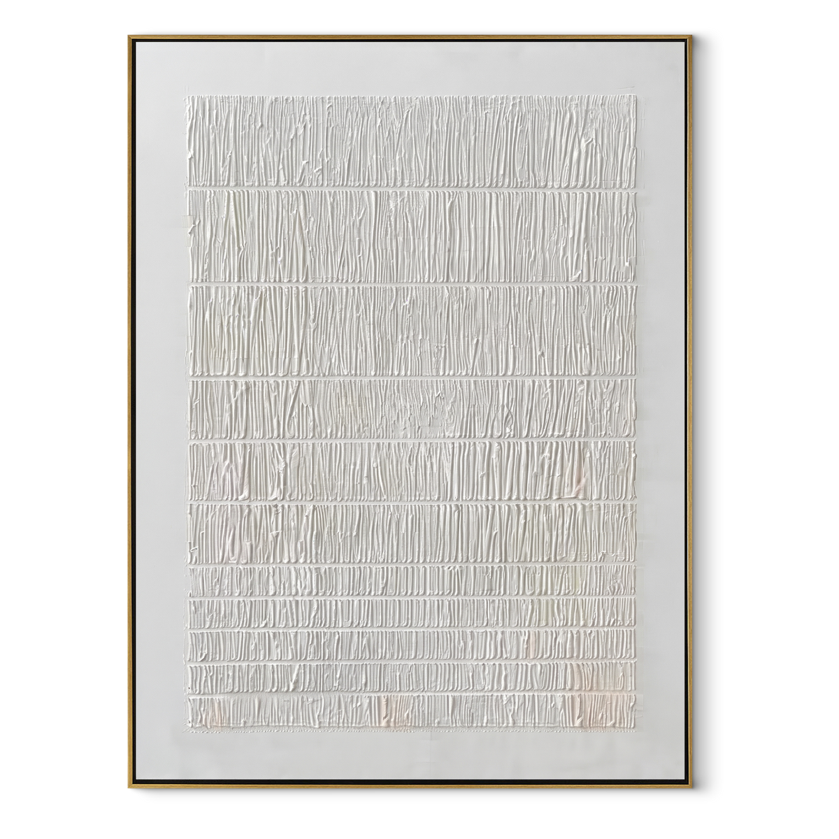 Slate Onyx Linen Strata Motion - textured abstract painting in a wood frame on white