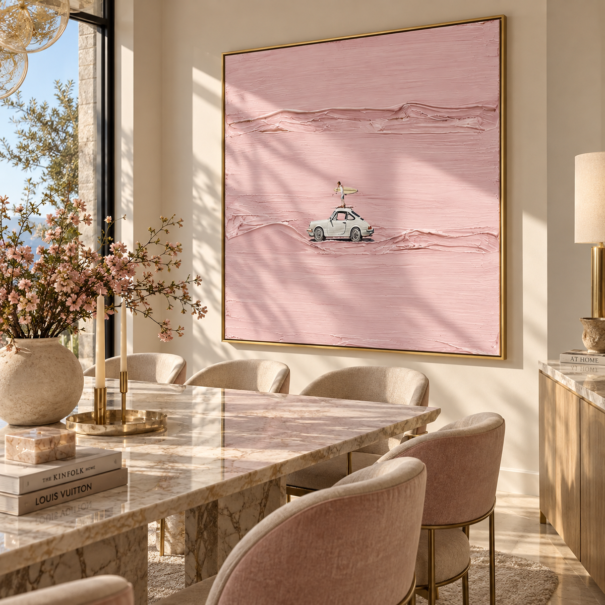 Linen Slate Road Echo Interval - textured car painting displayed in a styled interior