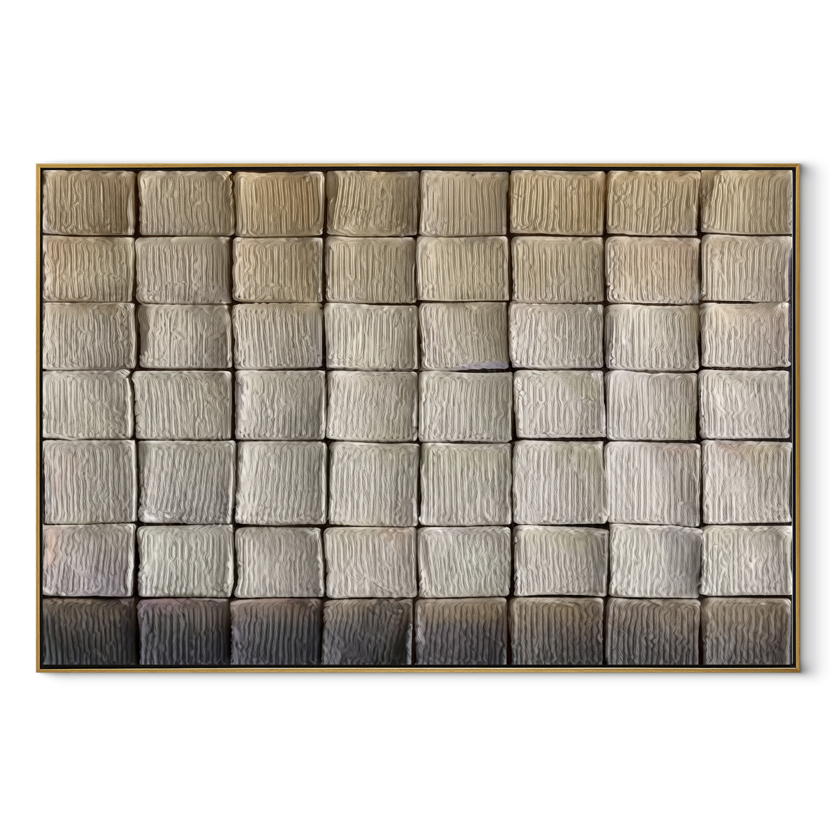 Slate Umber Linen Terraces Space - textured abstract painting in a wood frame on white