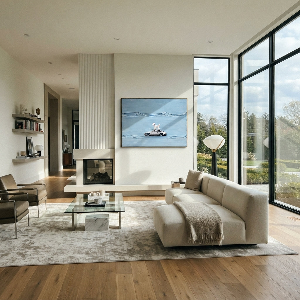 Azure Onyx Road Relief Interval - textured car painting shown in modern room setting 5