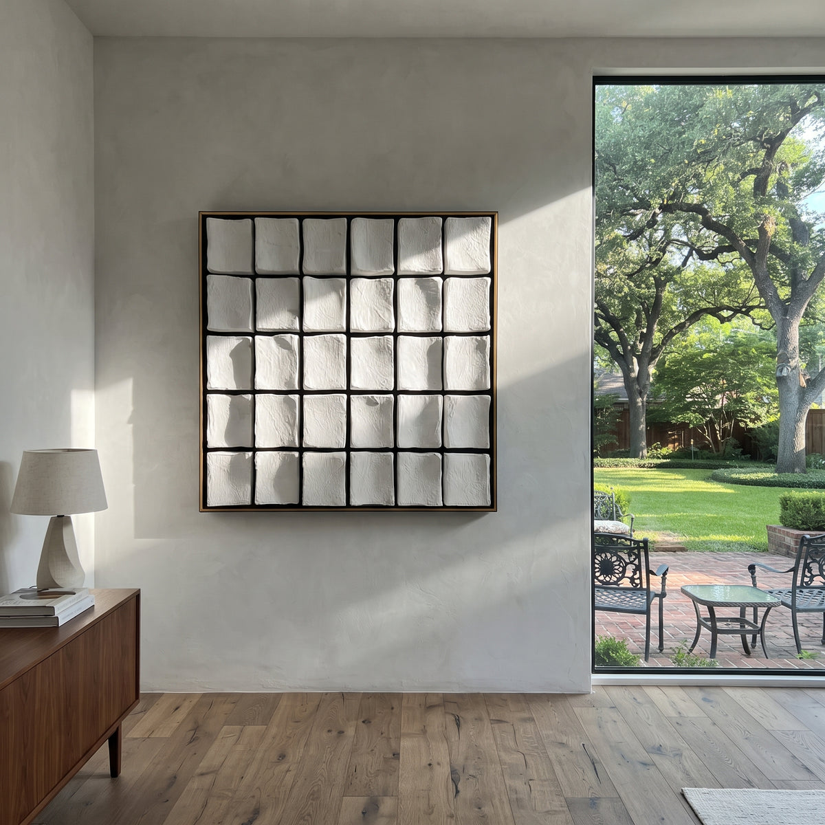 Slate Onyx Umber Passage Form - textured abstract painting shown in modern room setting 5