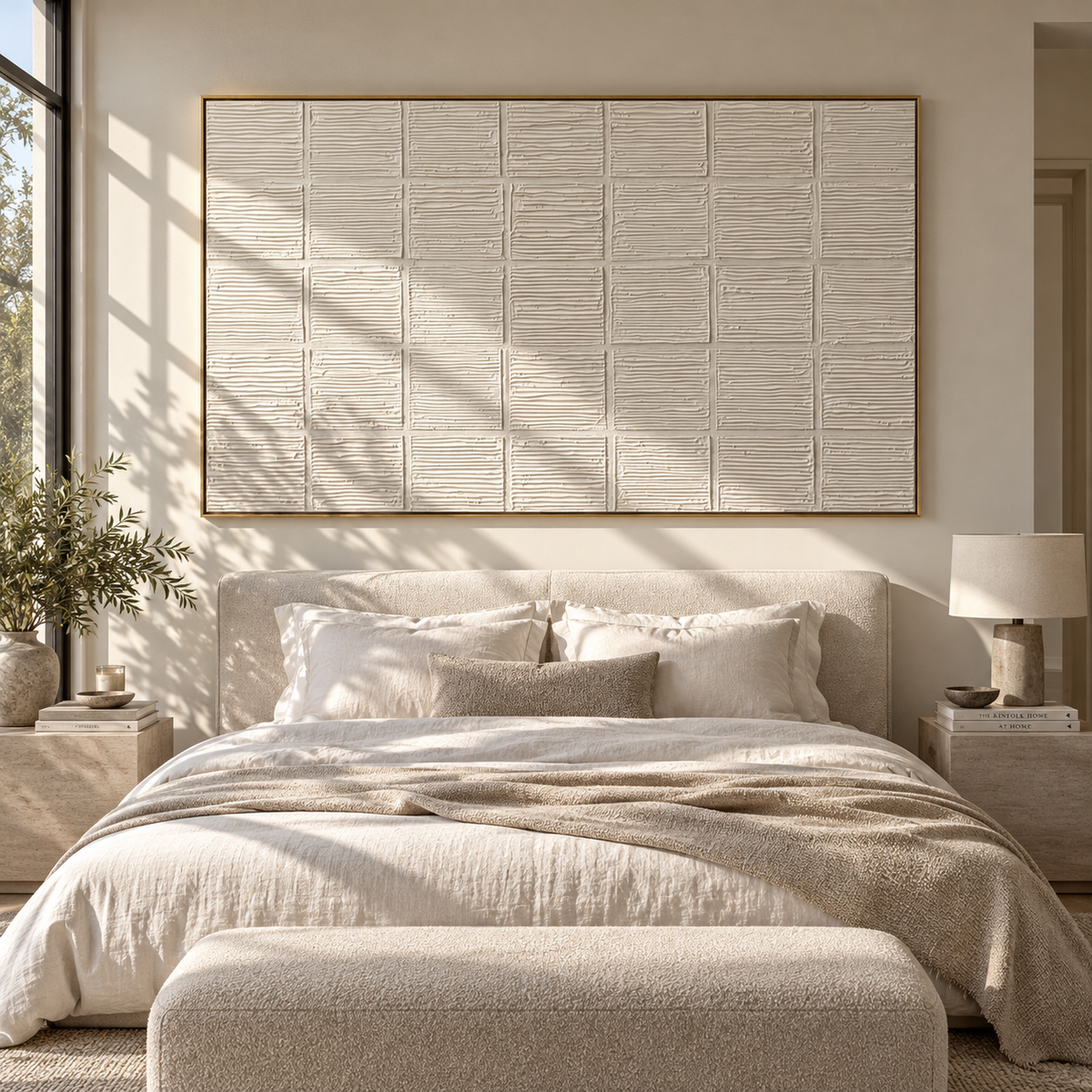 Slate Linen Onyx Strata Rain - textured abstract painting shown in modern room setting 2