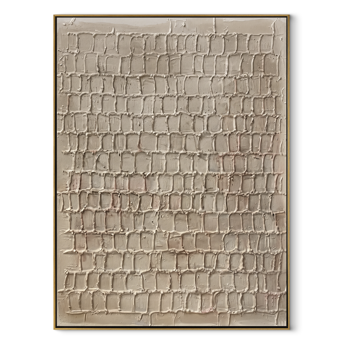 Linen Umber Onyx Balance Space - textured abstract painting in a wood frame on white