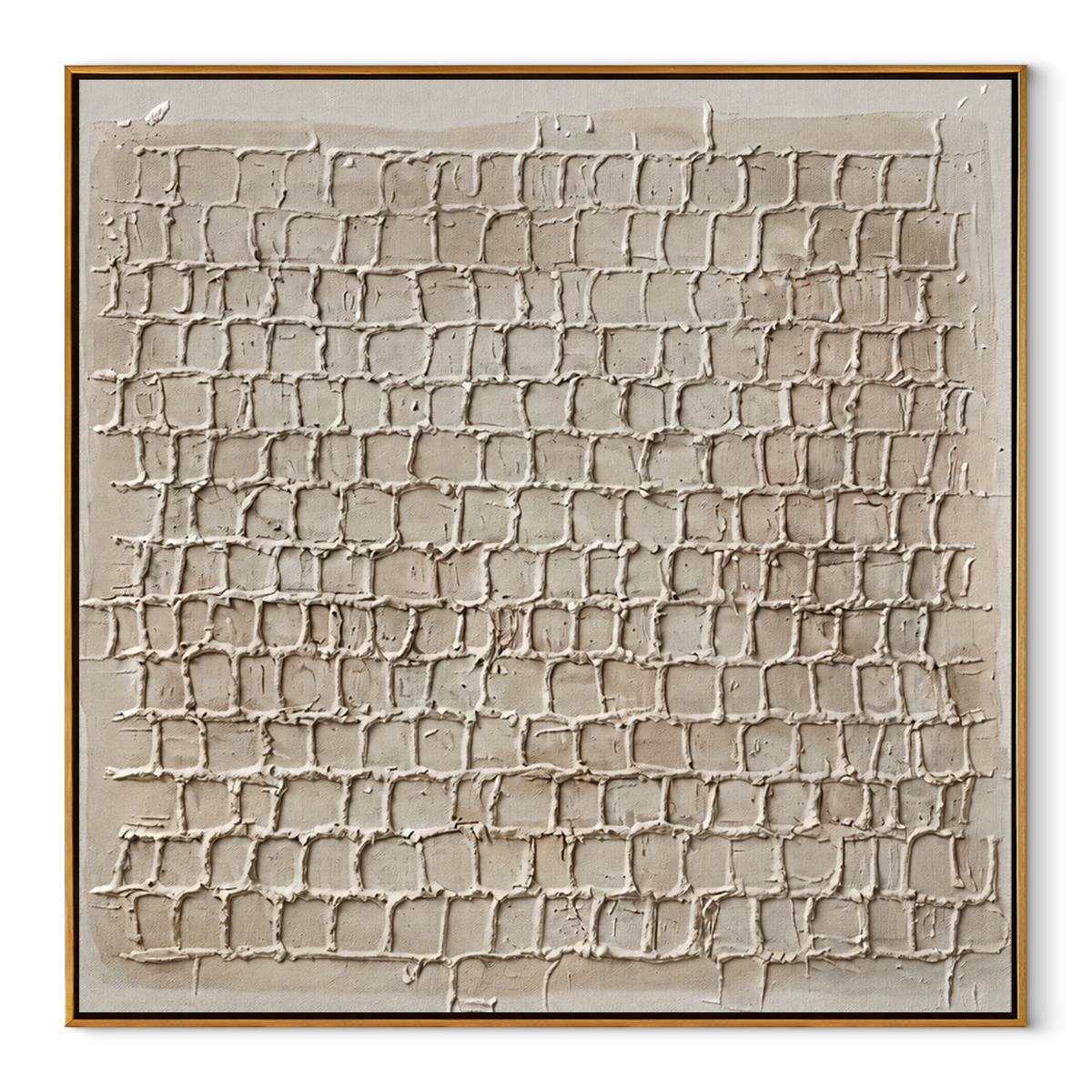 Linen Slate Umber Contours Motion - textured abstract painting in a wood frame on white