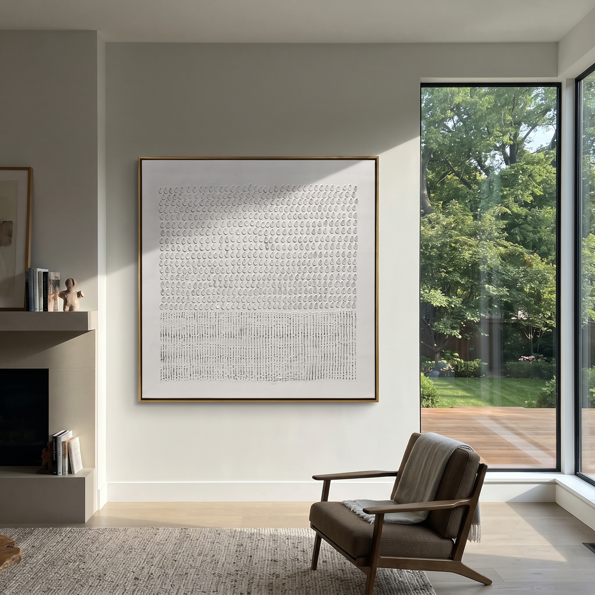 Slate Umber Neutral Crossing Depth - textured abstract painting shown in modern room setting 5