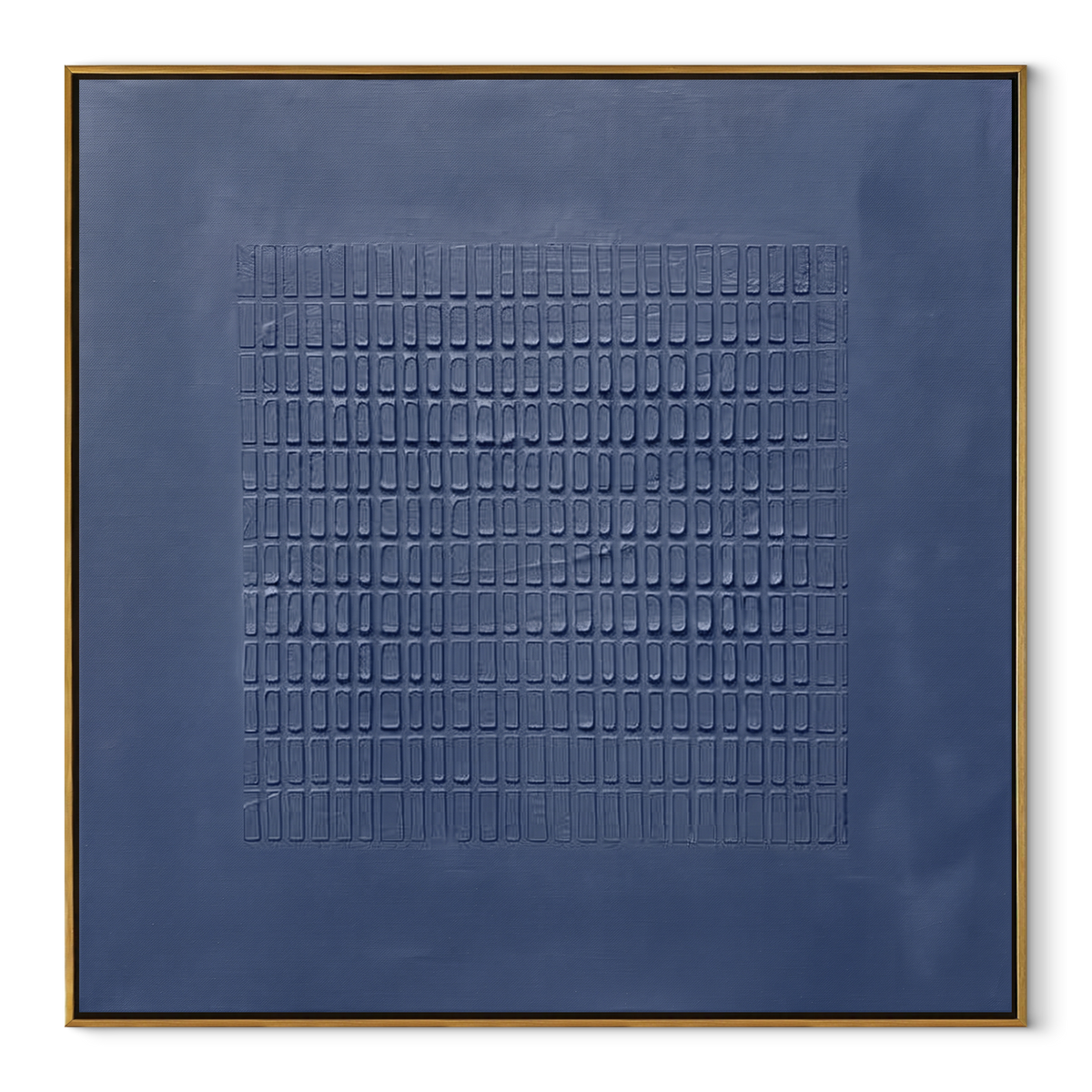 Azure Onyx Neutral Echo Silence - textured abstract painting in a wood frame on white
