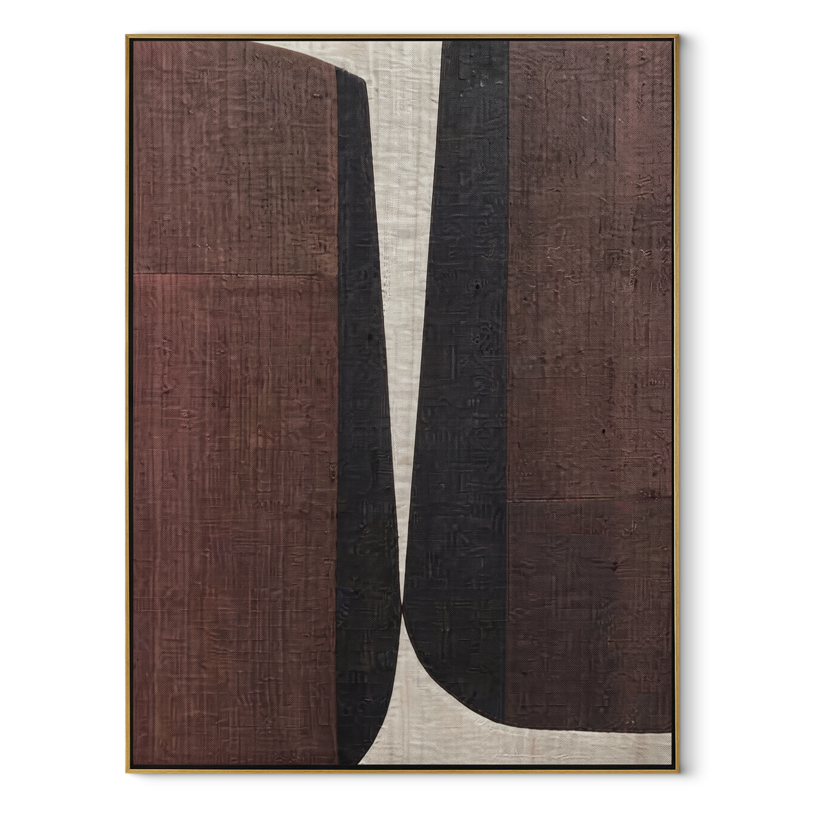 Umber Onyx Slate Strata Resonance - textured abstract painting in a wood frame on white