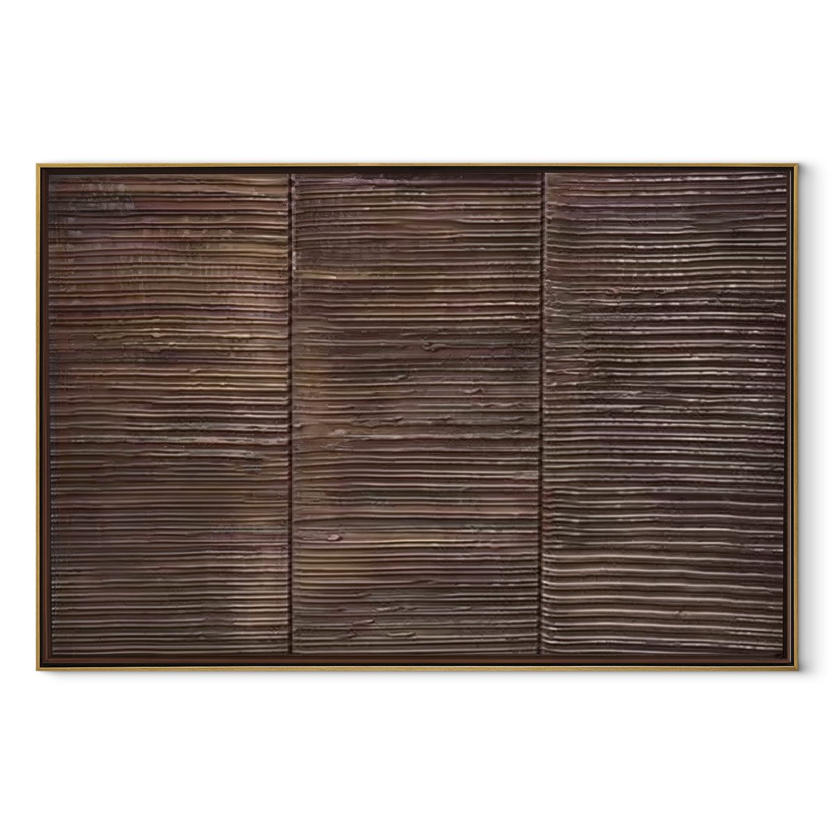 Umber Onyx Linen Horizon Stillness - textured abstract painting in a wood frame on white