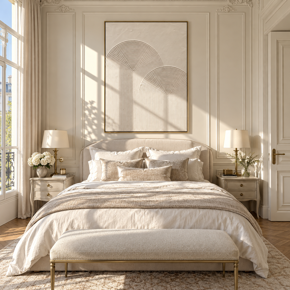 Slate Linen Onyx Terraces Balance - textured abstract painting displayed in a styled interior