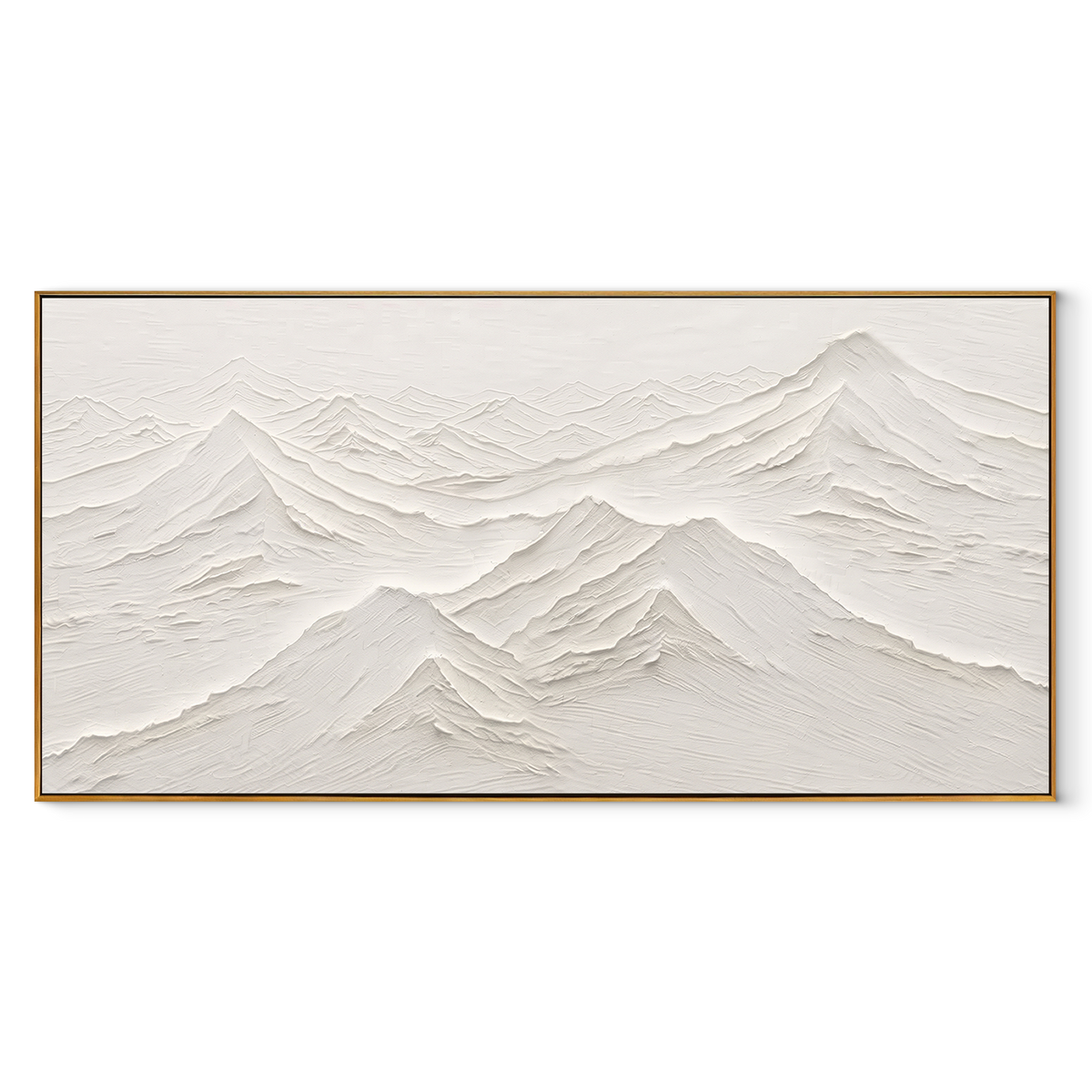 Ivory Slate Horizon Intervals Distance - textured landscape painting in a wood frame on white