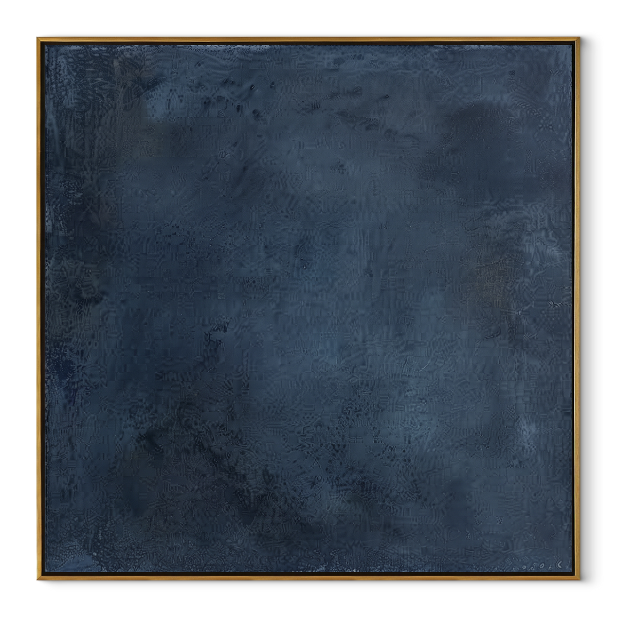Azure Onyx Neutral Field Resonance - textured abstract painting in a wood frame on white