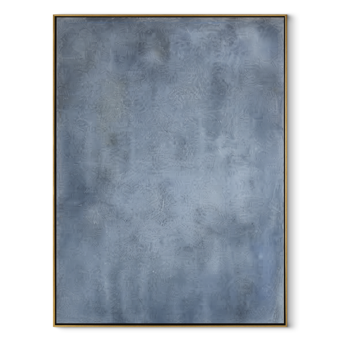 Azure Onyx Linen Intervals Dusk - textured abstract painting in a wood frame on white