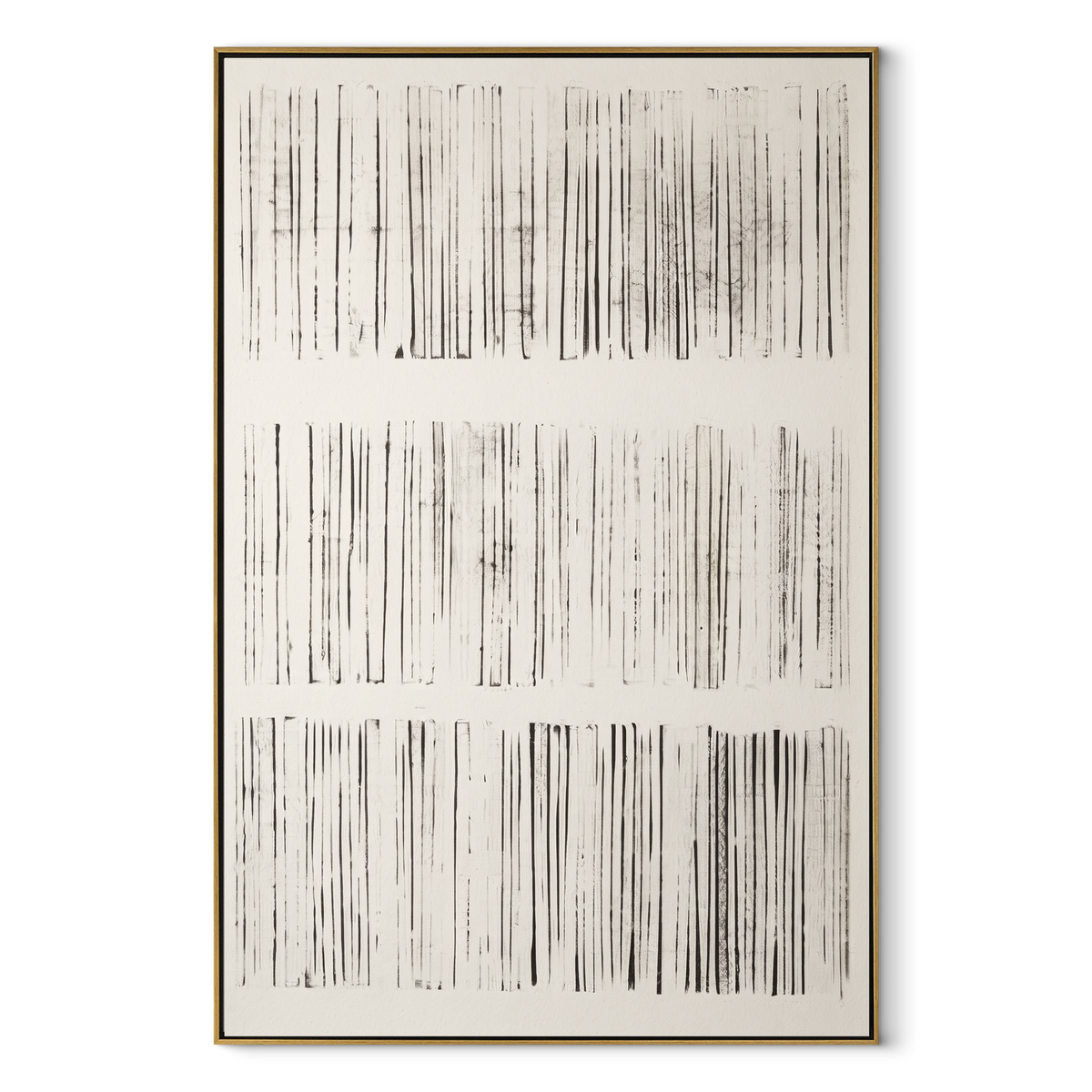 Ivory Slate Onyx Strata Space - textured abstract painting in a wood frame on white