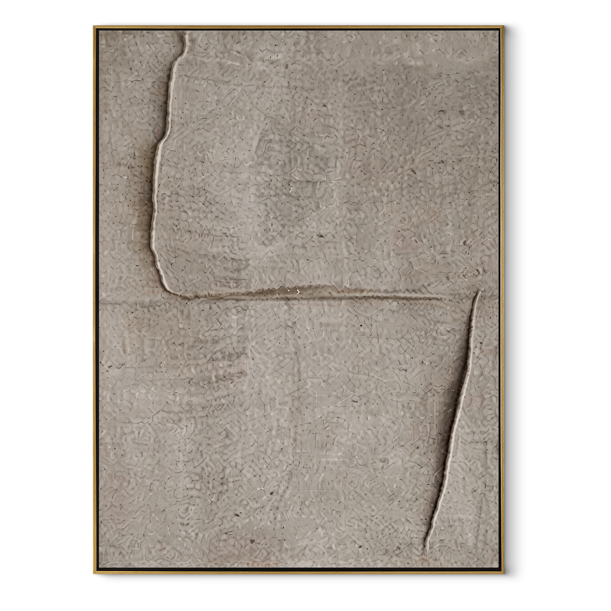 Slate Linen Umber Layers Resonance - textured abstract painting in a wood frame on white
