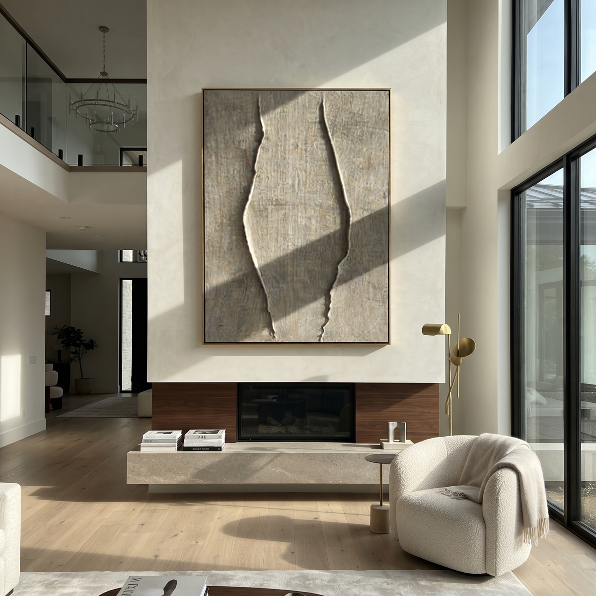 Slate Umber Onyx Balance Calm - textured abstract painting shown in modern room setting 3
