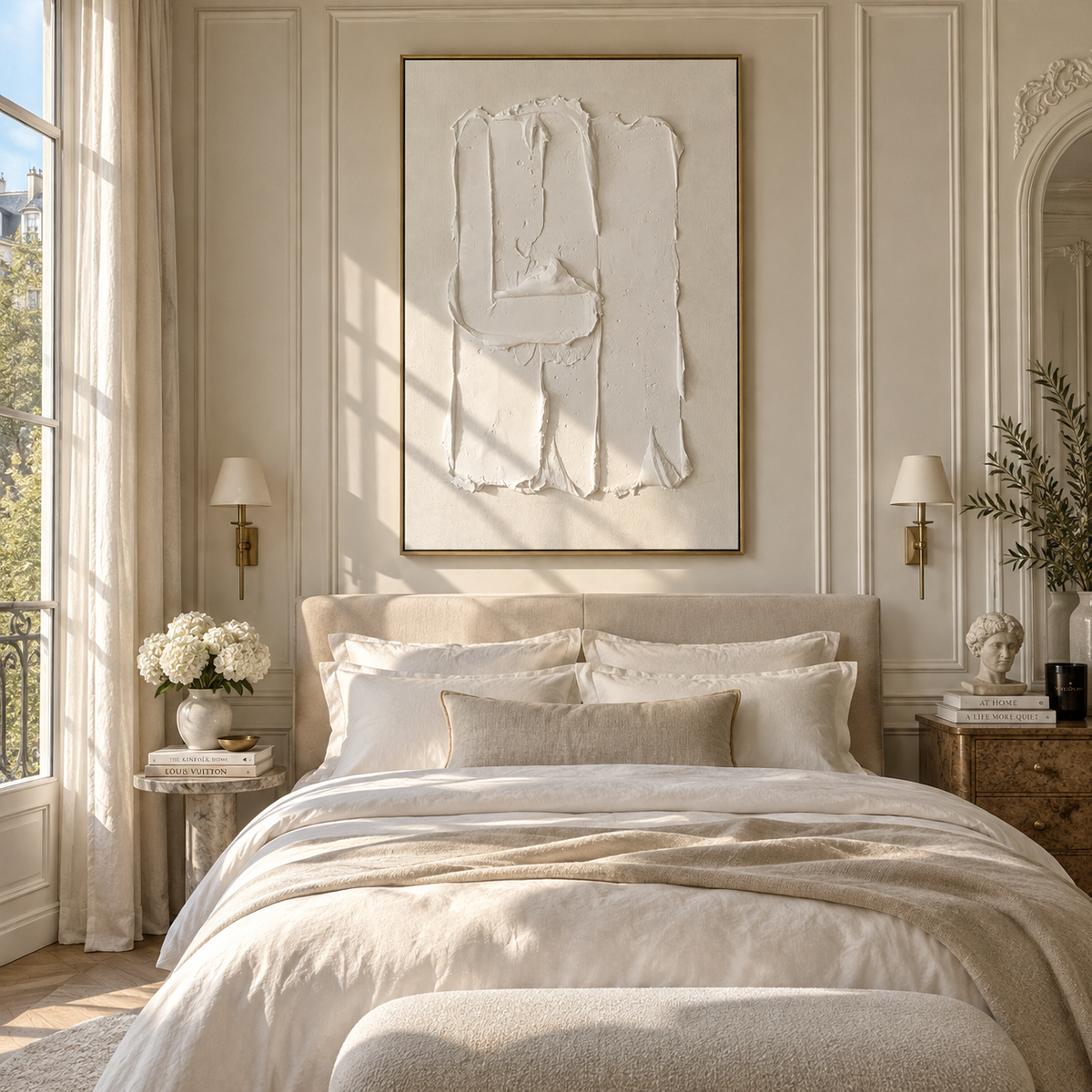 Slate Onyx Linen Passage Motion - textured abstract painting displayed in a styled interior