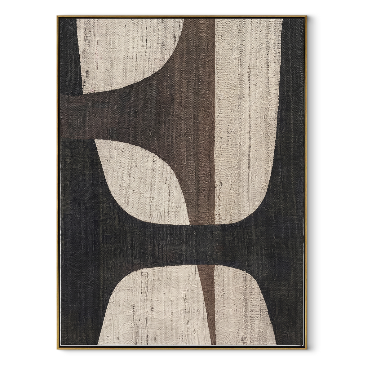 Onyx Linen Slate Tides Depth - textured abstract painting in a wood frame on white