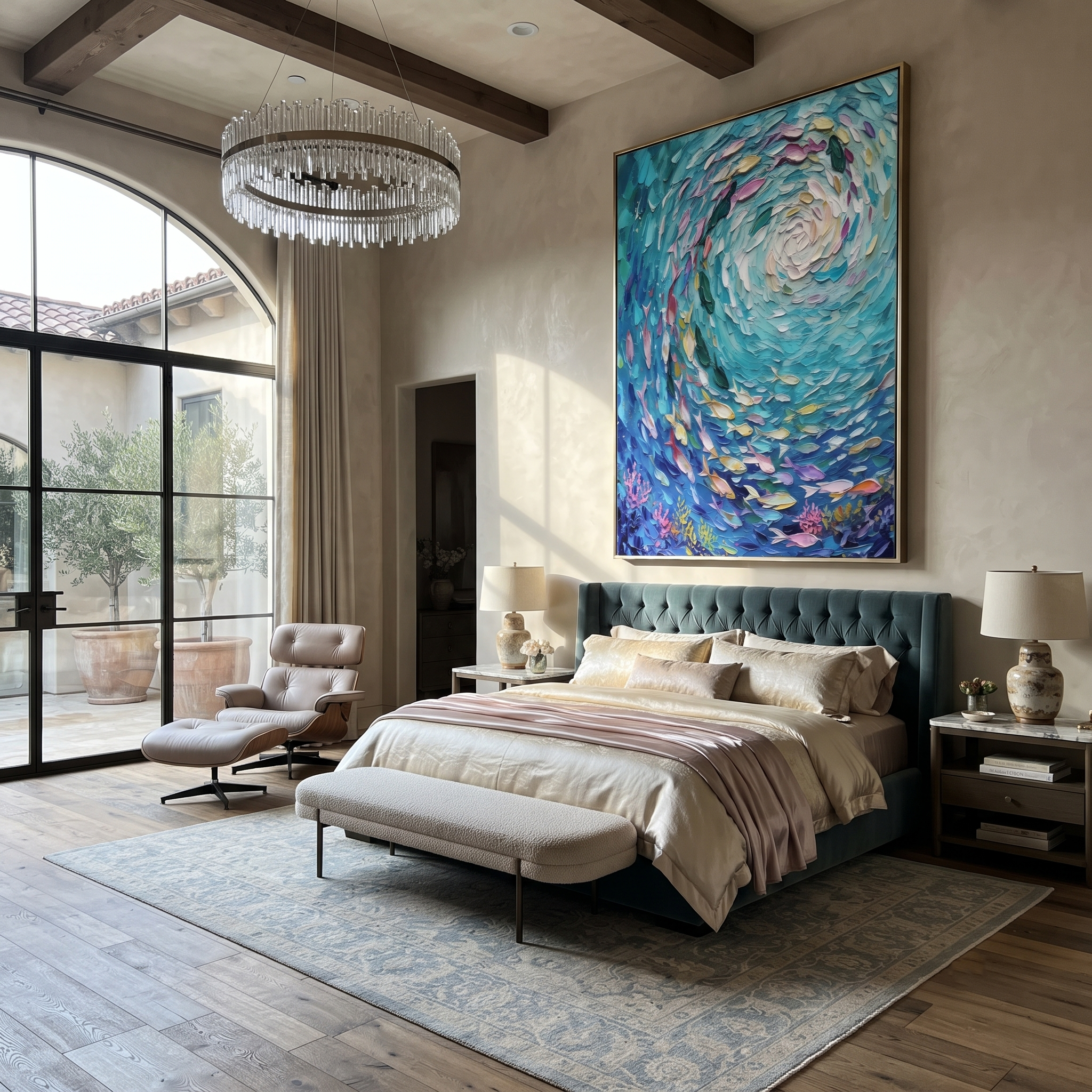 Still Shore II – Ivory Plaster Relief Textured Abstract Painting | Contemporary Minimalist Square Bedroom Art