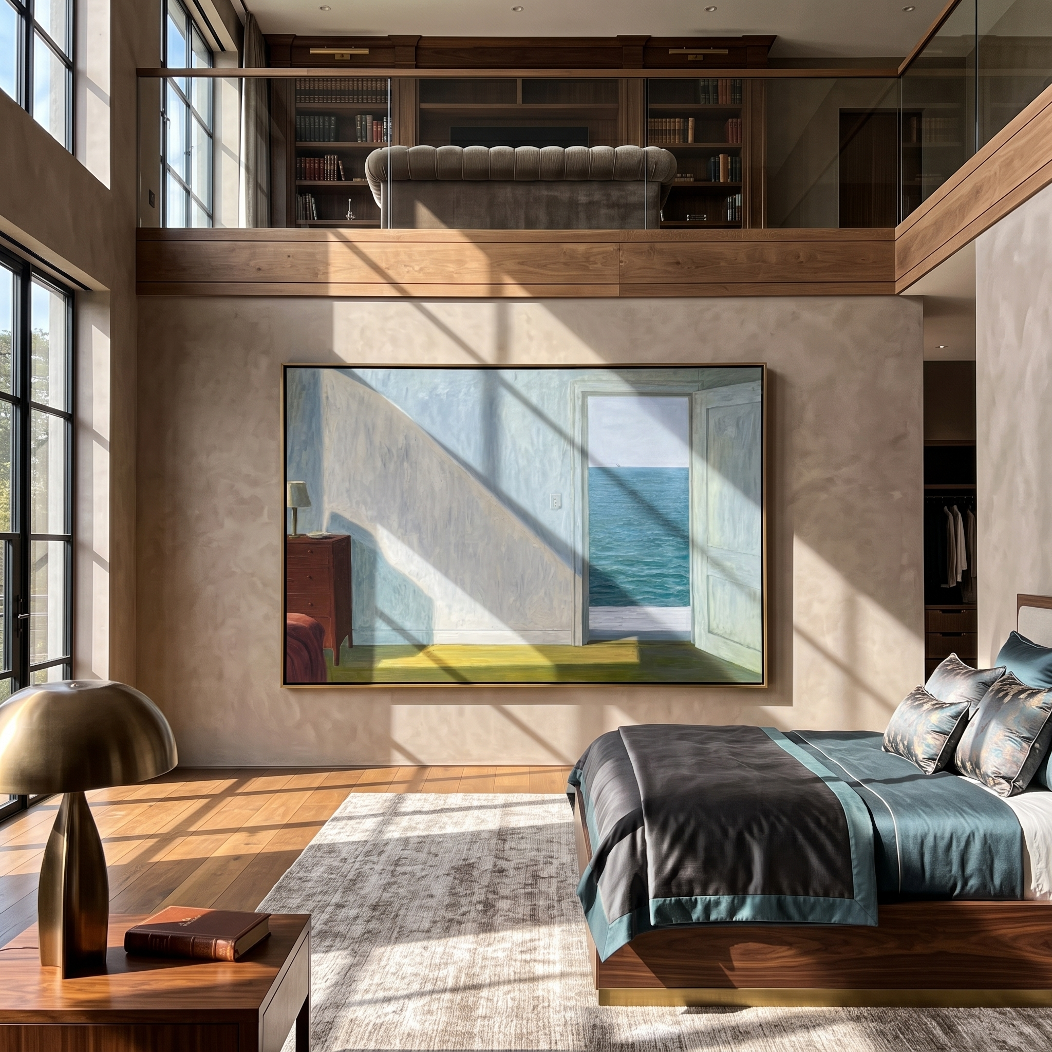 The Shore Beyond – Sunlit Coastal Interior Textured Painting | Contemporary Minimalist Living Room Art