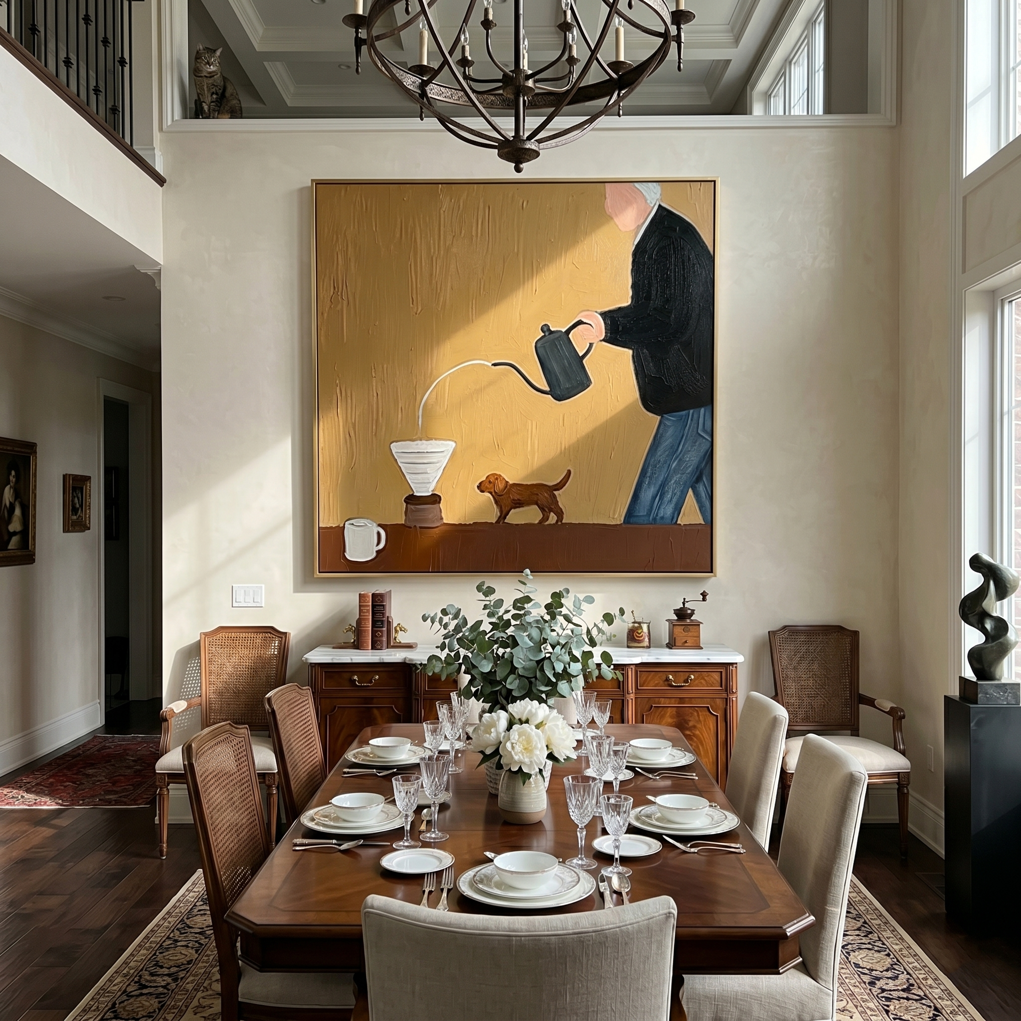 The Morning Pour painting in a living room setting
