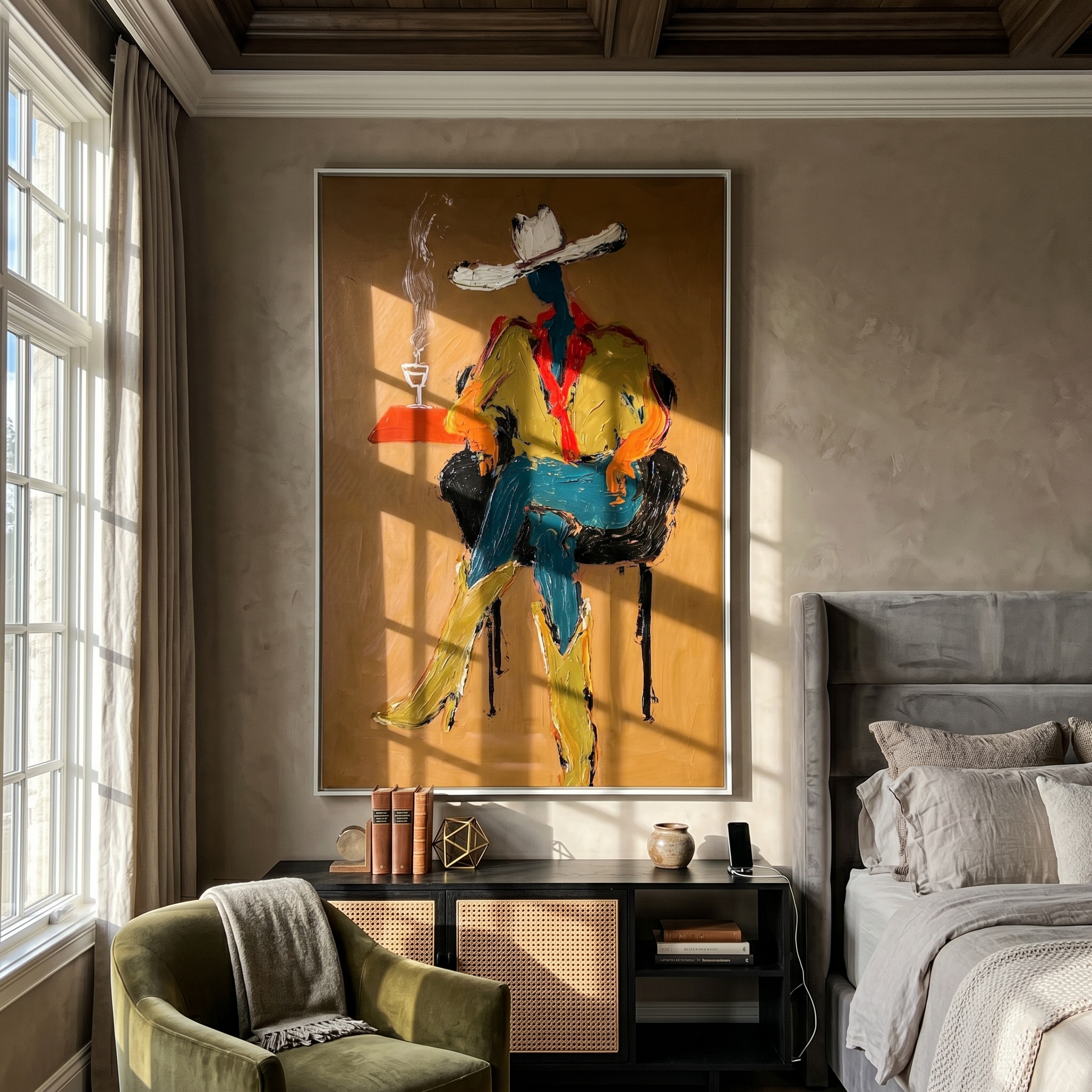 The Smoking Hour painting in a room setting