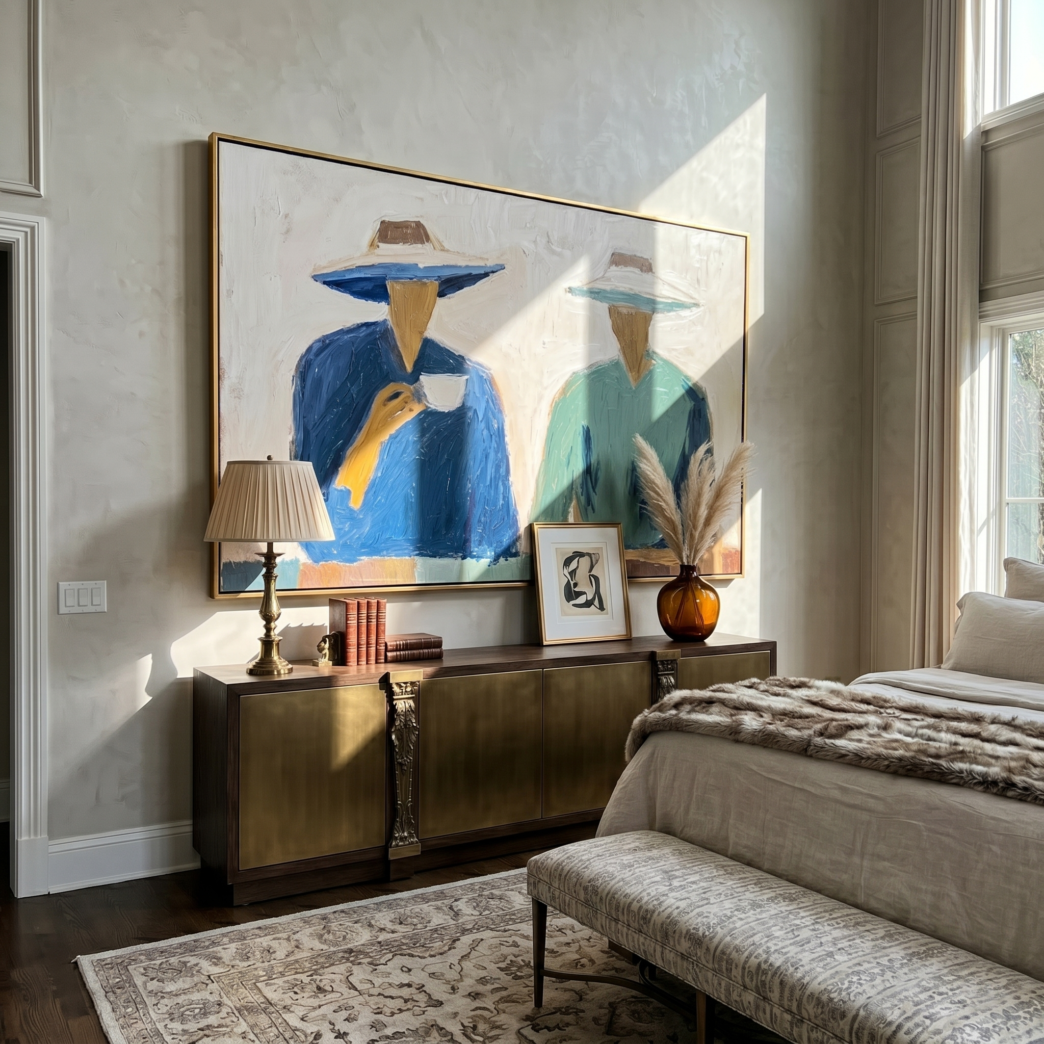 The Coffee Hour painting in a room setting