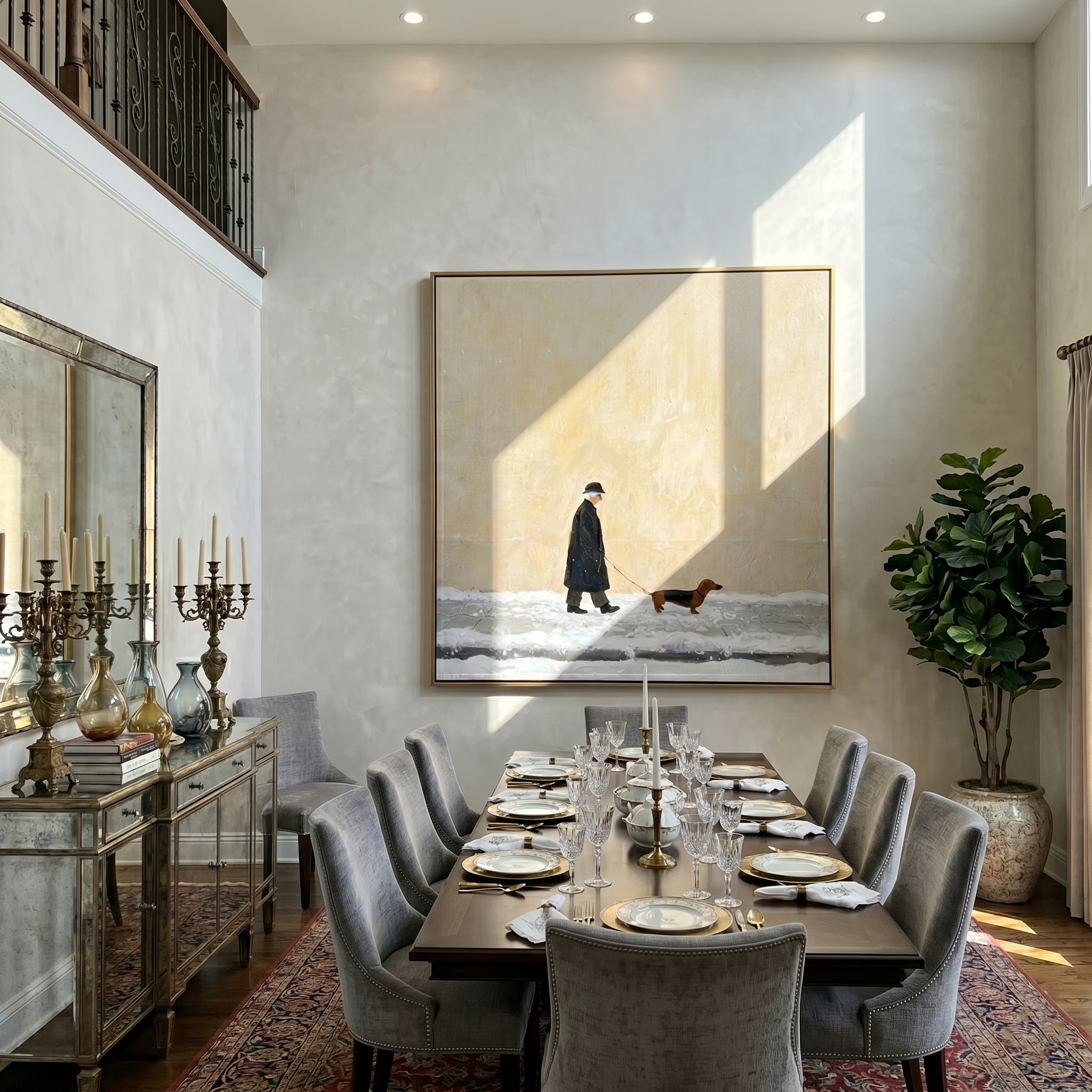 The First Snowfall painting in a room setting