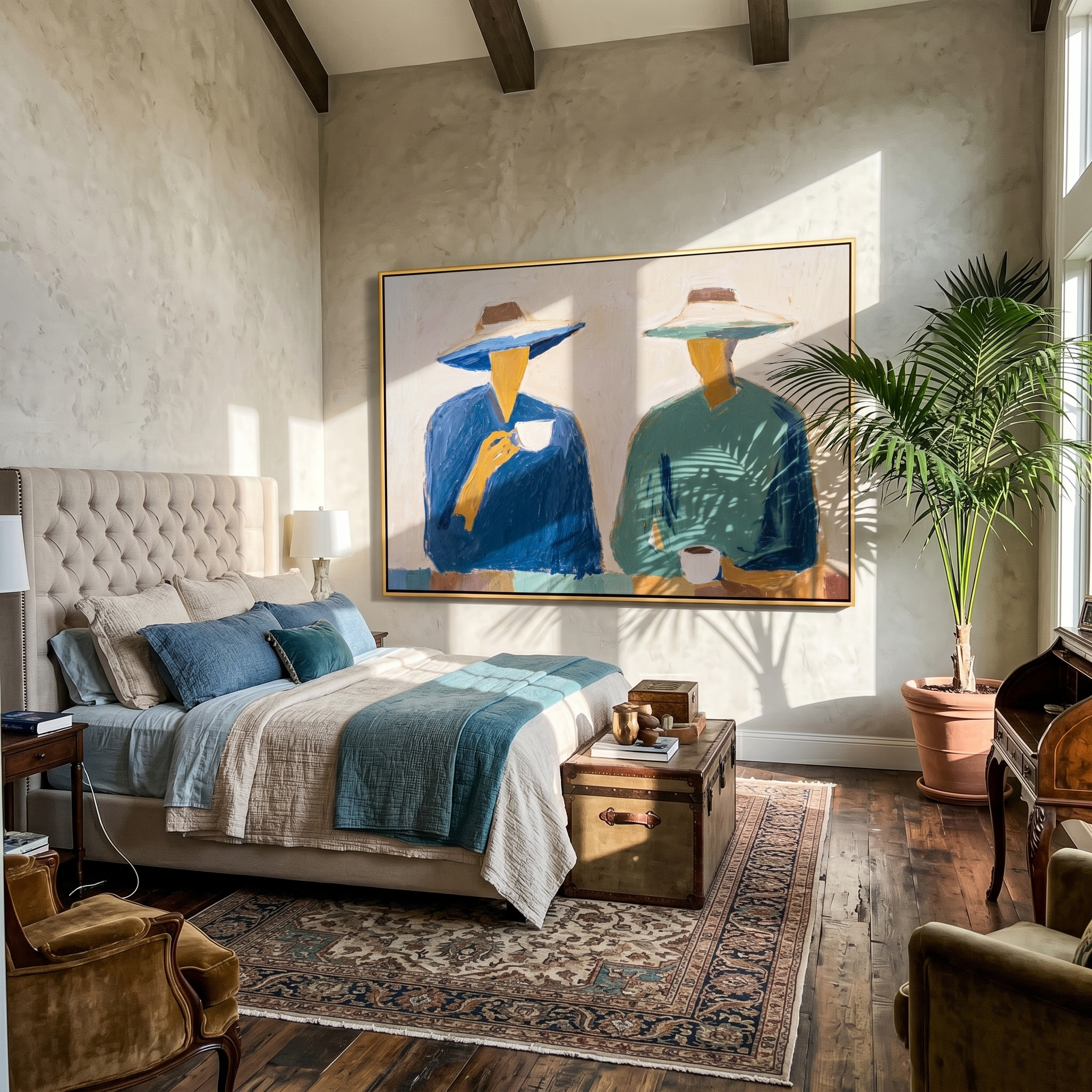 The Coffee Hour painting in a room setting