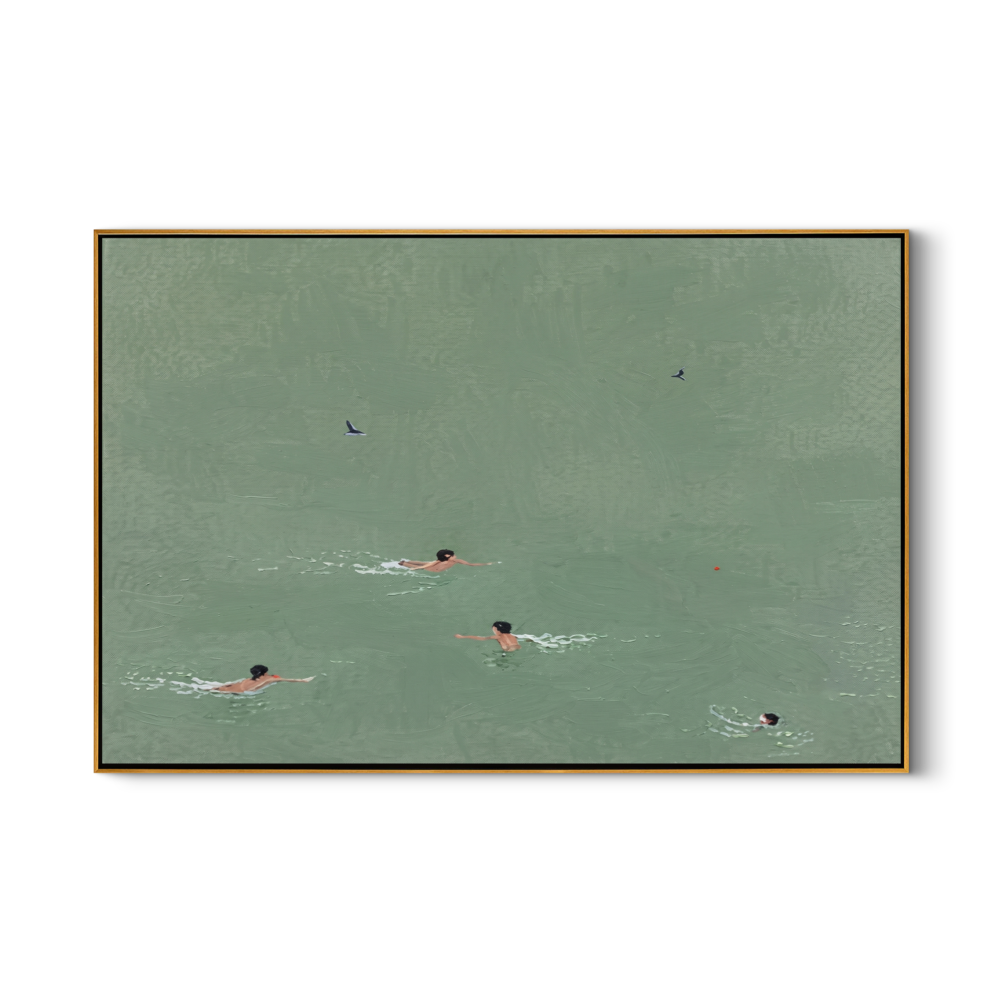 Lane Leader – Minimalist Swimming Pool Azure Sport Painting | Contemporary Square Living Room Art