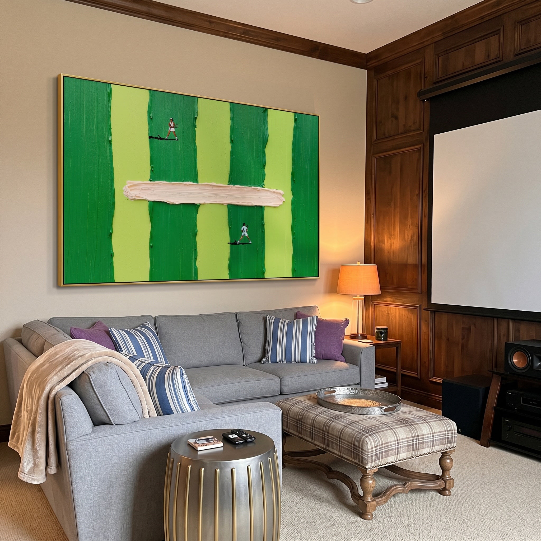 The Match Point – Modern Minimalist Tennis Themed Oil Painting | Textured Sport Office Decor