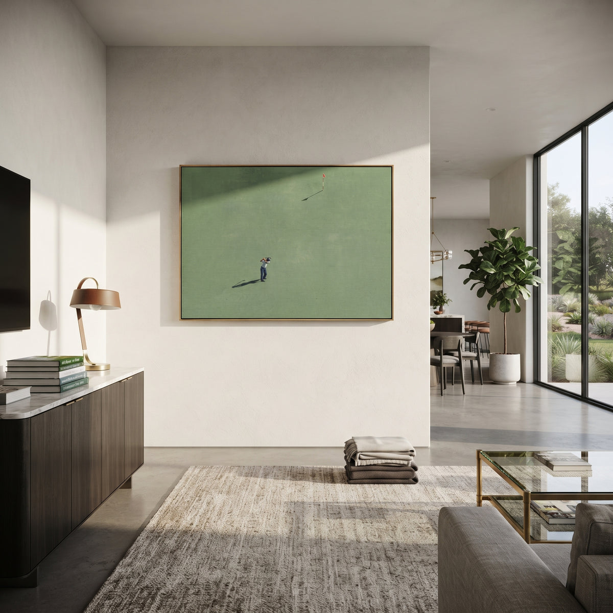 Lone Golfer Open Fairway with natural materials and decor