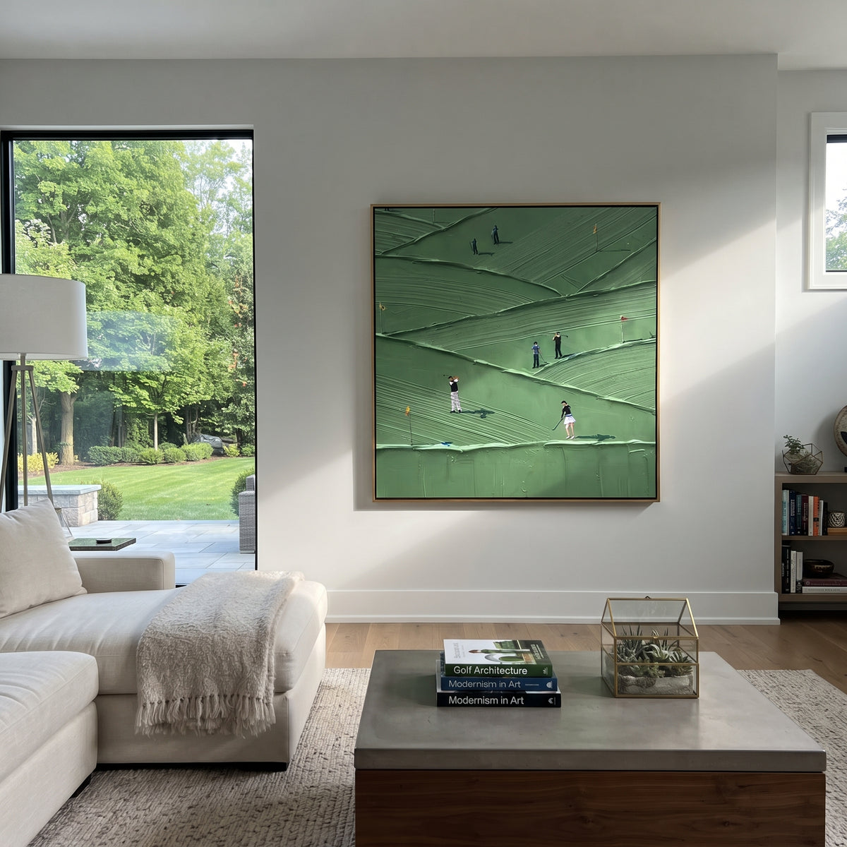 Golfers Across Mint Fields in an alternate room setting