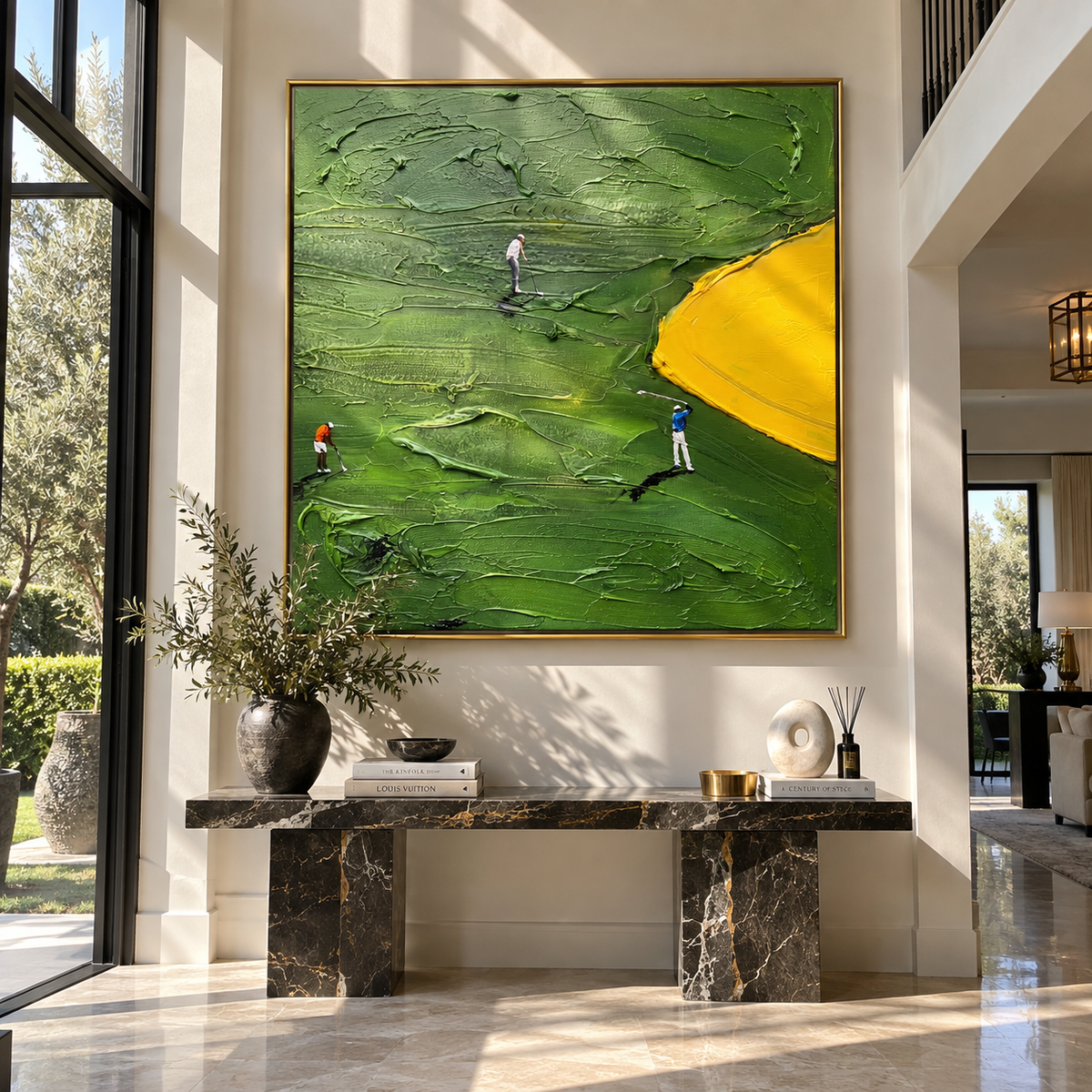 Yellow Green Quiet Round displayed in a styled interior
