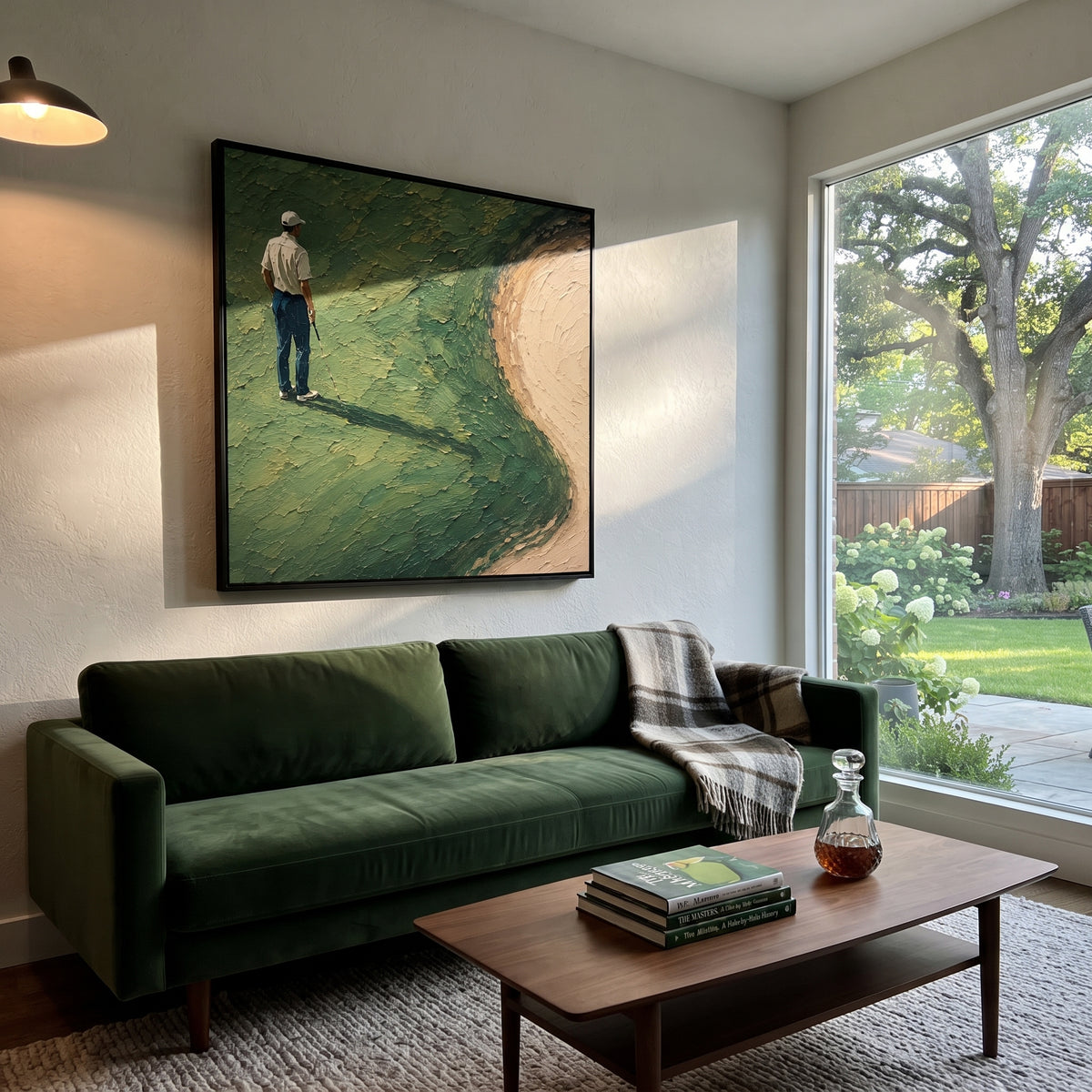 Golfer Beside Sand Bend shown above contemporary furnishings