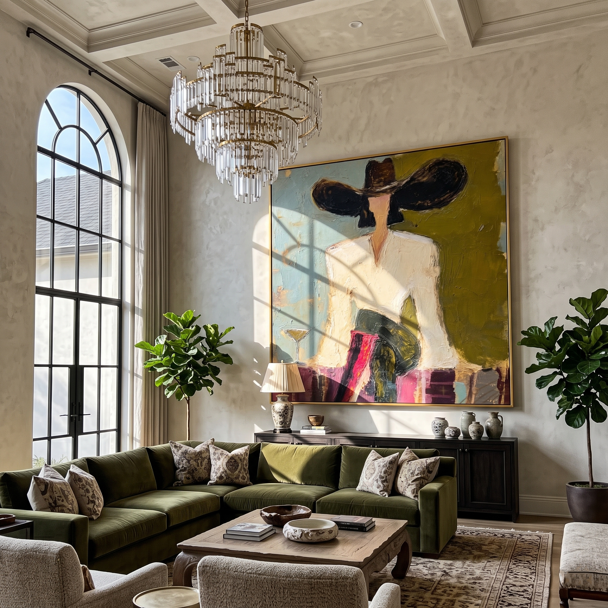 Black Brim Cocktail – Woman in Hat with Martini Painting | Vintage Americana Square Art