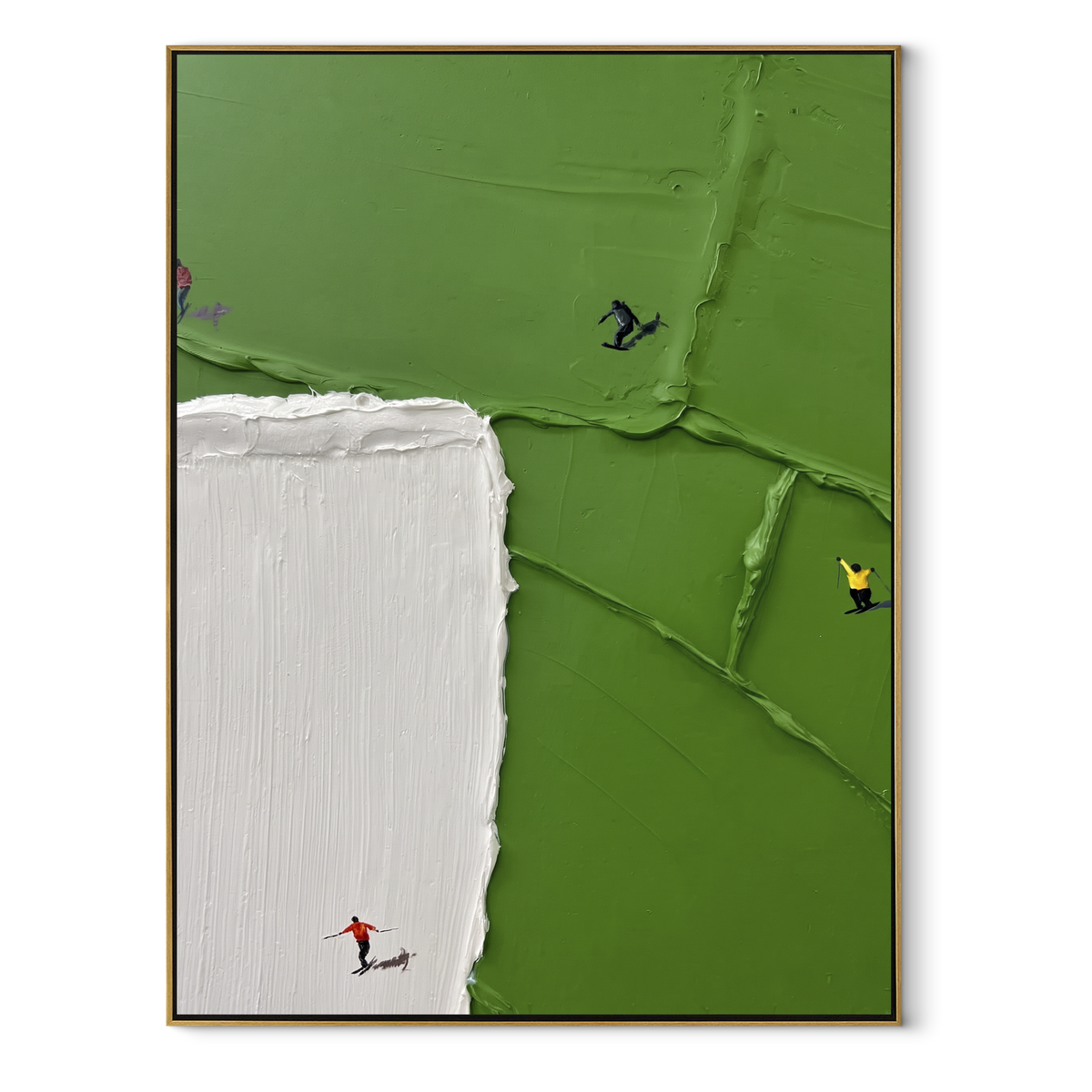 Court Fragments - minimal sports field painting in a wood frame on white