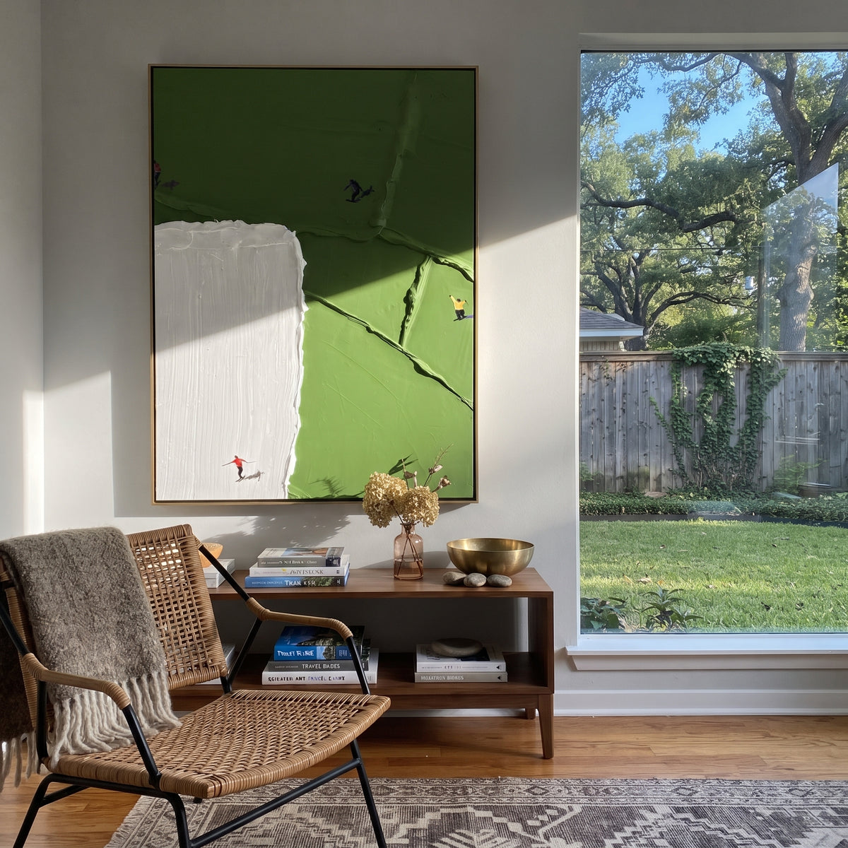 Court Fragments - minimal sports field painting shown in modern room setting 3