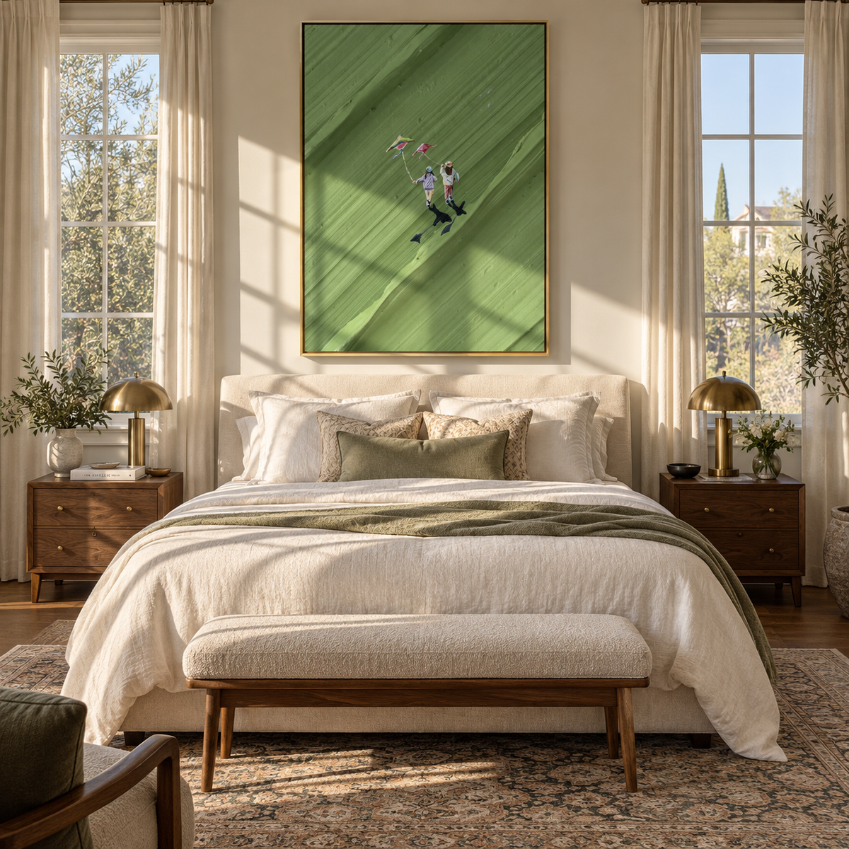 Diagonal Fairway - golfers painting shown in modern room setting 2