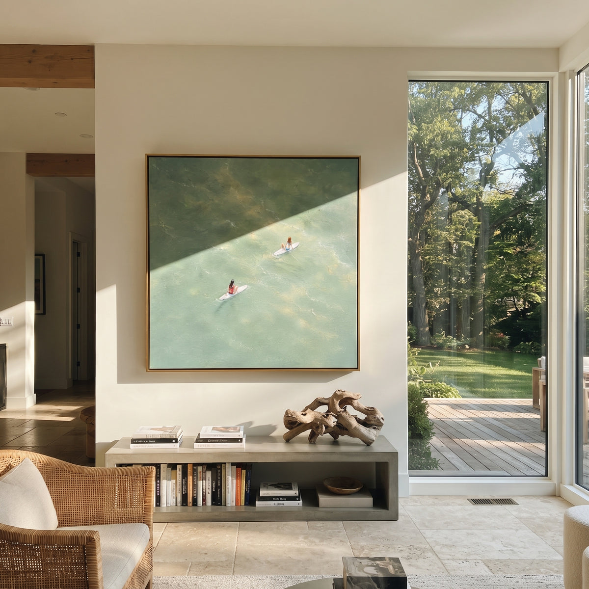 Meeting in Sage Water - swimmers painting shown in modern room setting 4