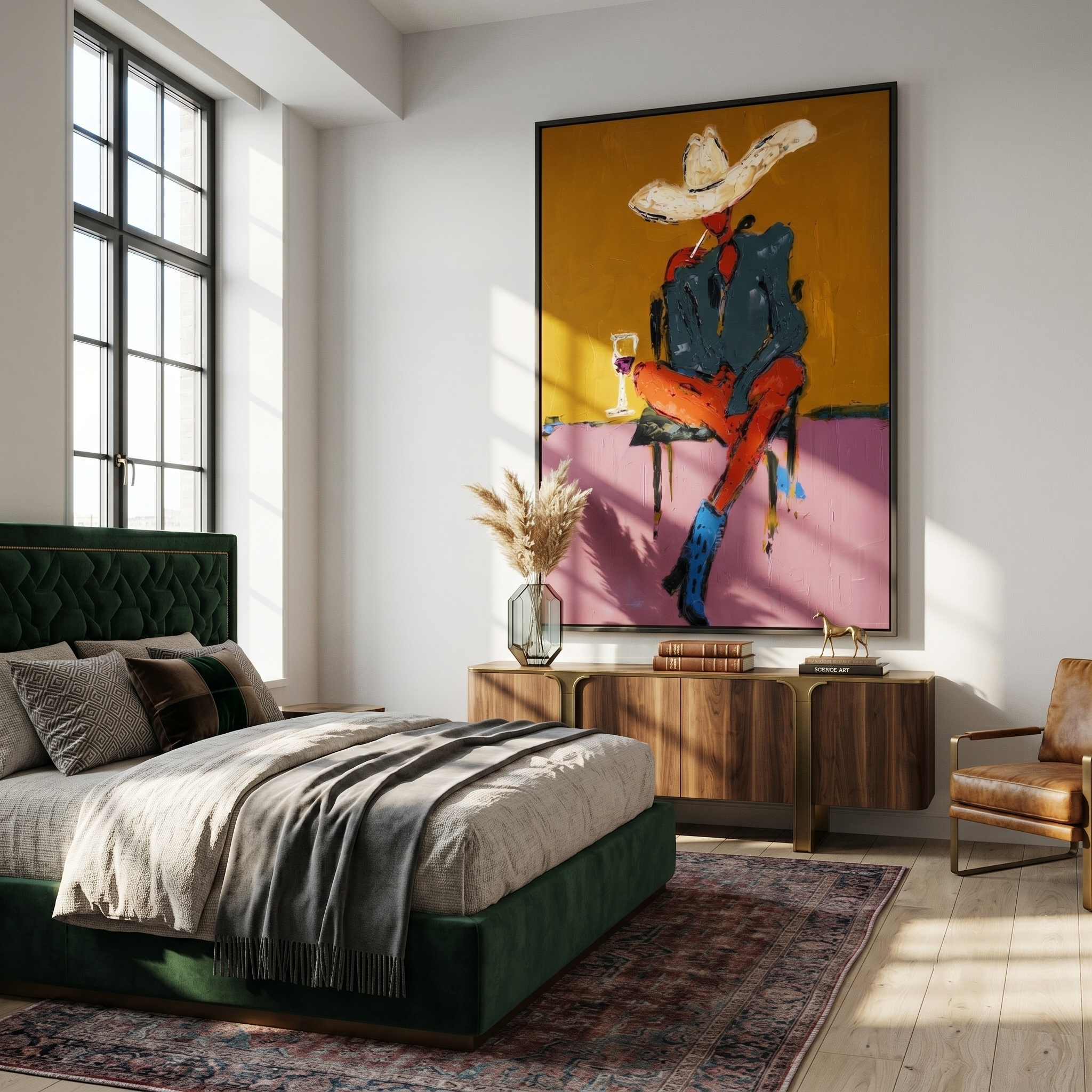 The Mustard Hour painting in a living room setting