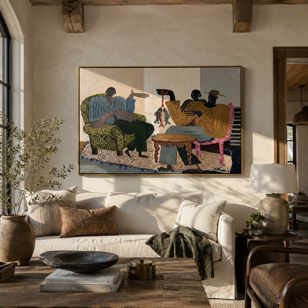 Stories Around the Catch styled in a quiet reading nook with neutral furnishings