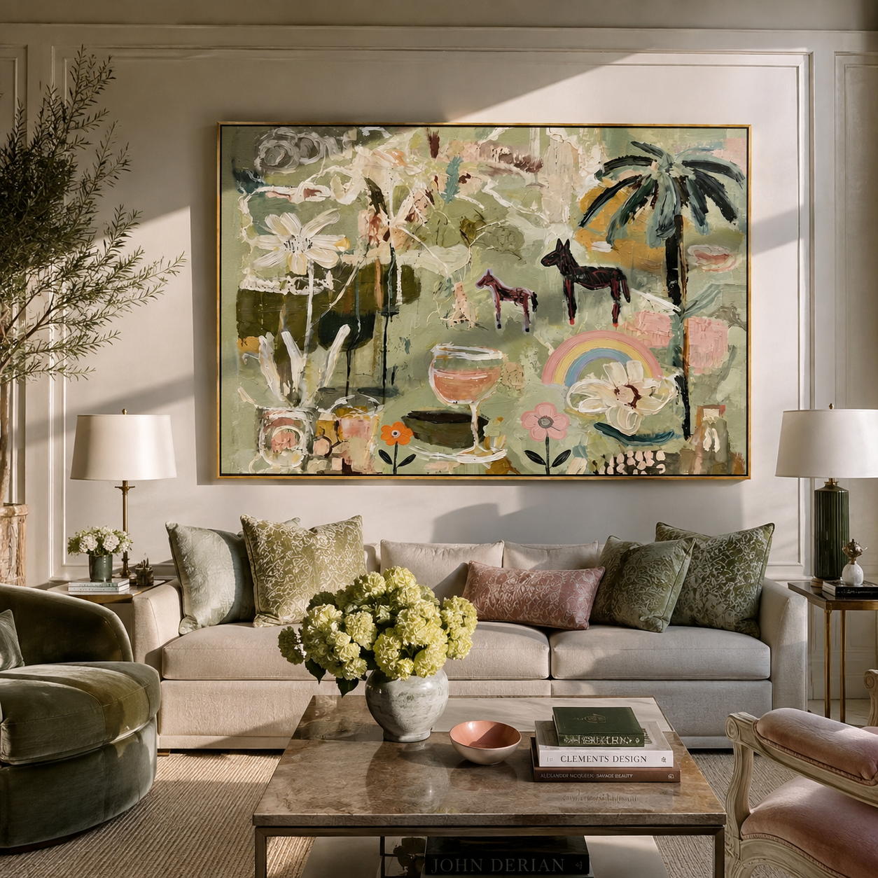 Garden of Small Wonders displayed in a dining room with coordinated modern decor