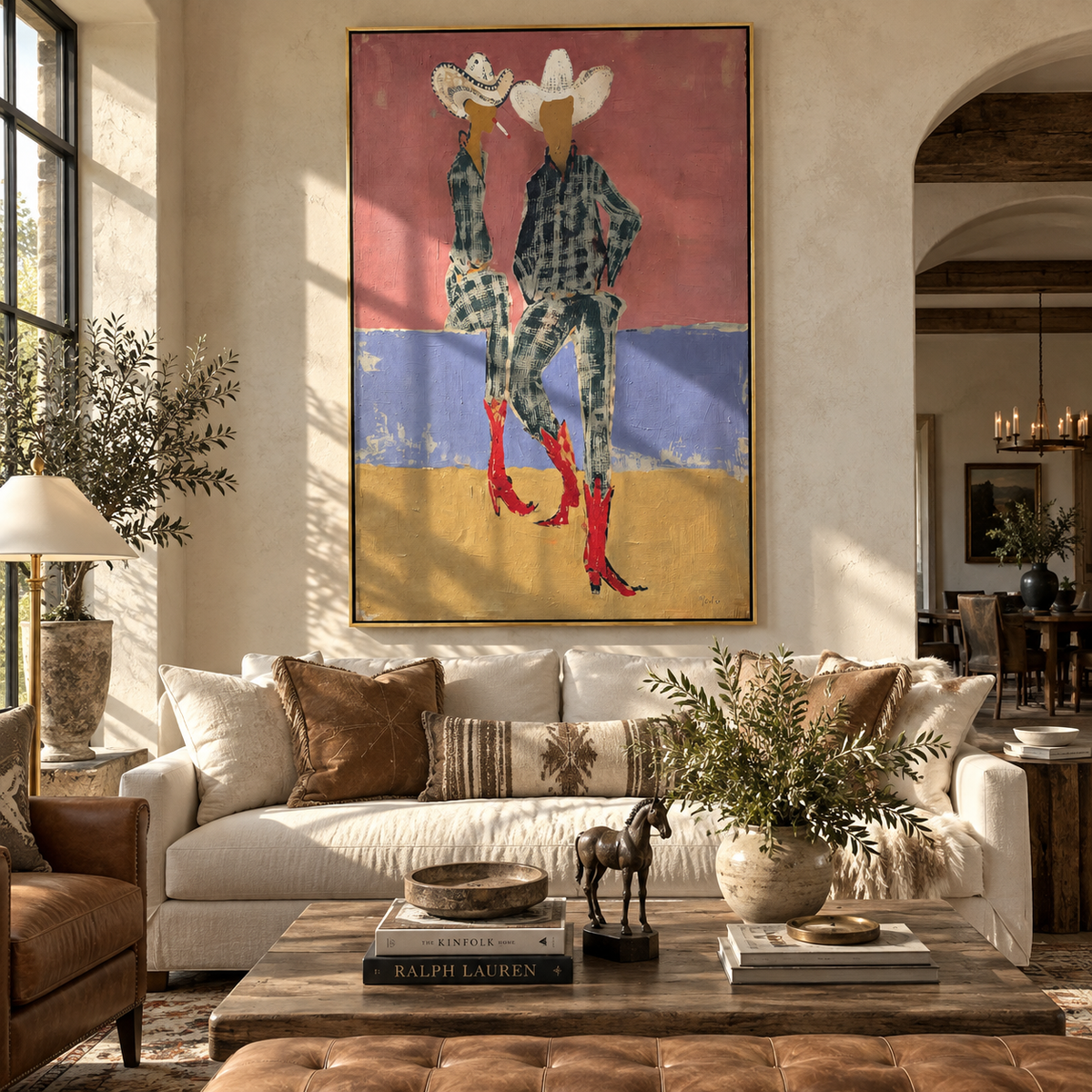 Two Hats Color Passage painting presented in an alternate room setting