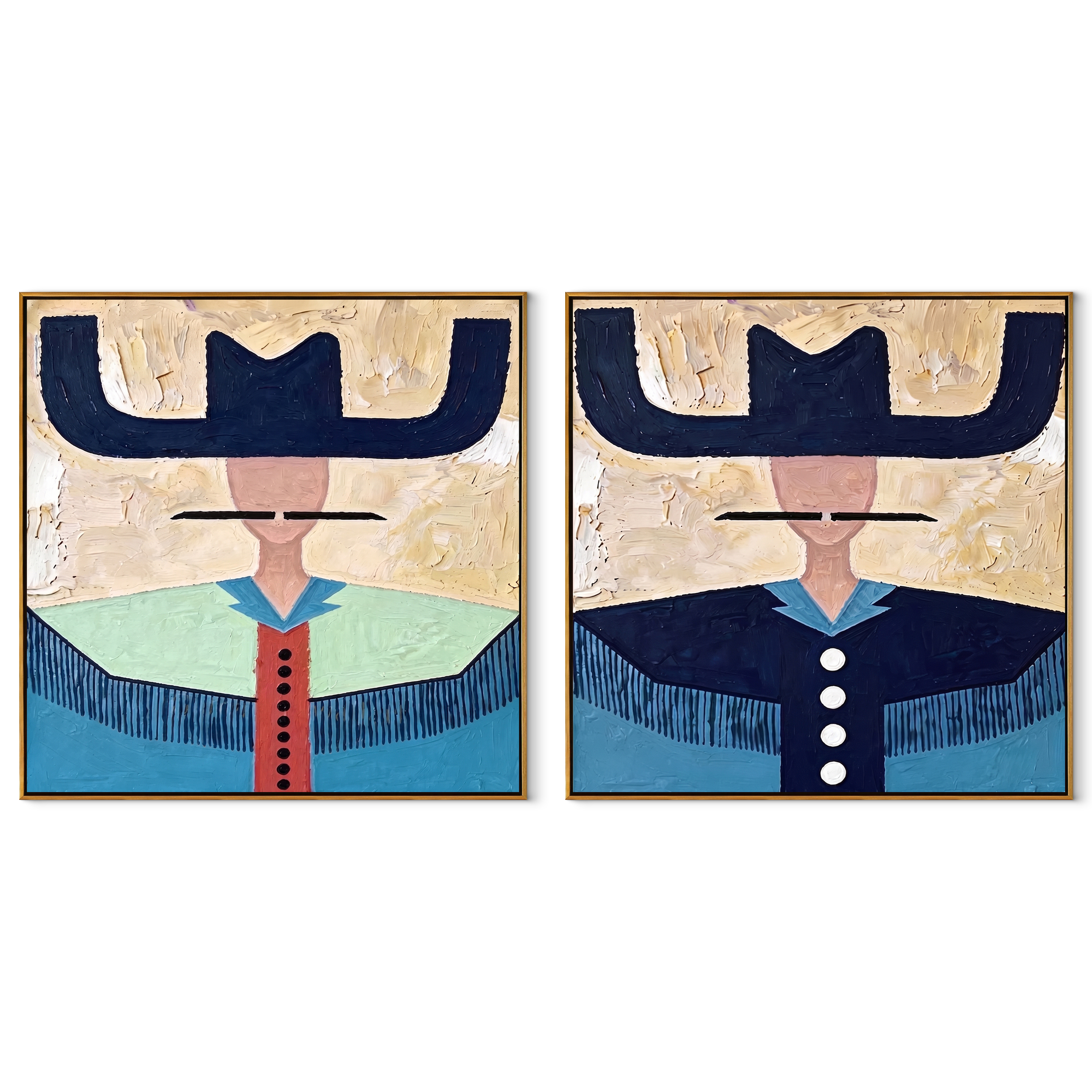 Dark Brims Keep Watch set of two square canvas artworks on white