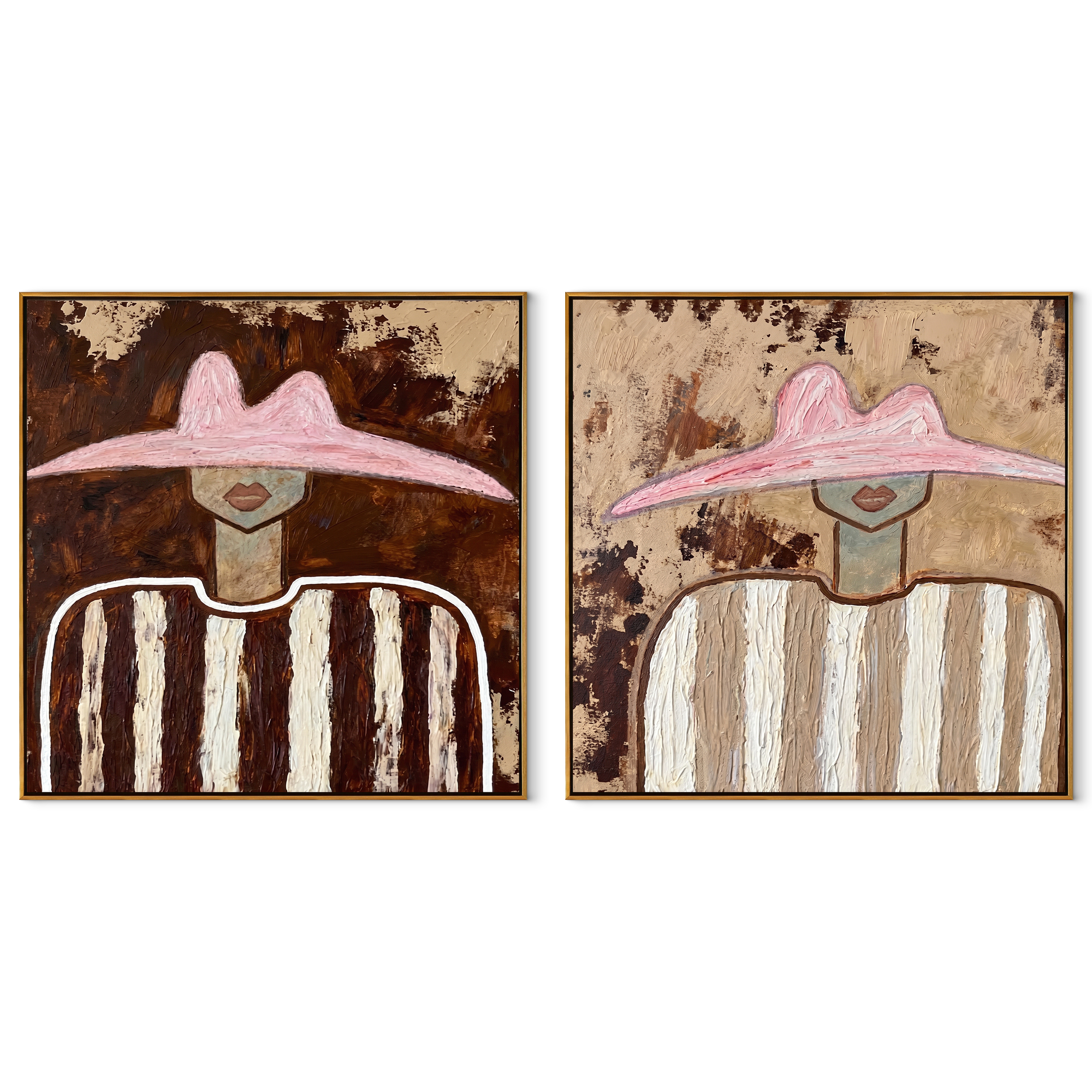 Rose Brims Cross Dust set of two square canvas artworks on white
