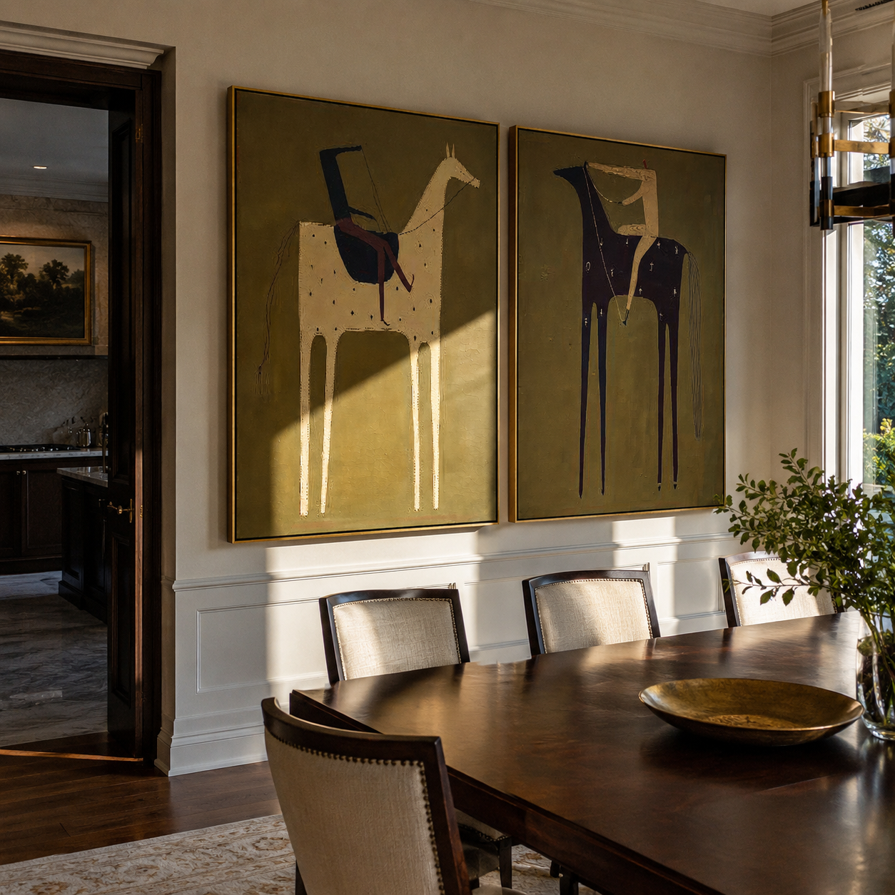 Ochre Riders Follow Sage two-panel Western artwork with layered color