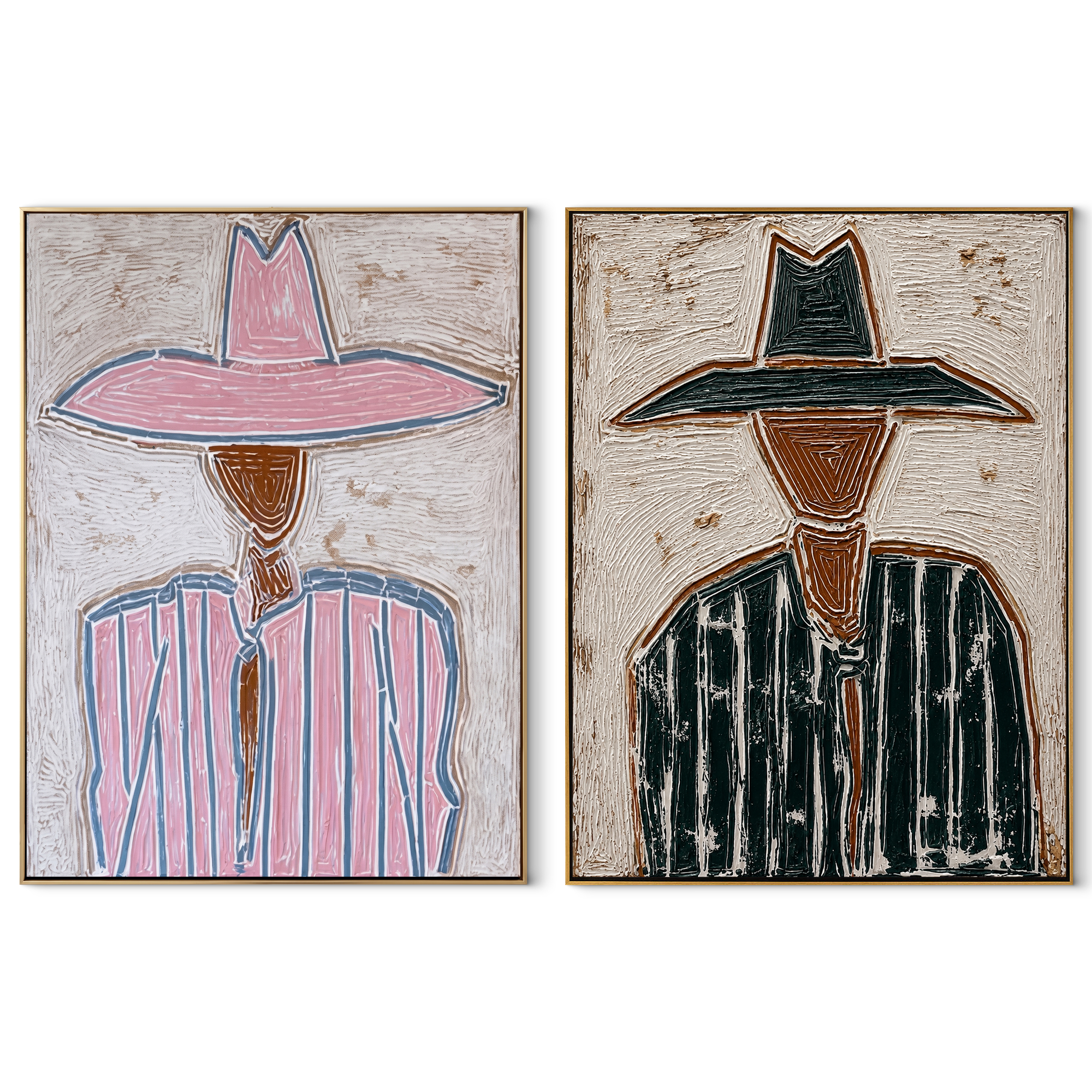 Harlequin Brims Trade Glances set of two vertical canvas artworks on white