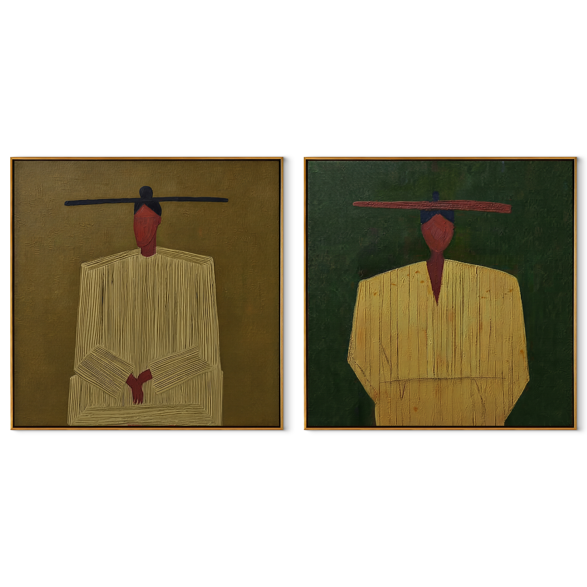 Mint Brims Meet Rose set of two square canvas artworks on white