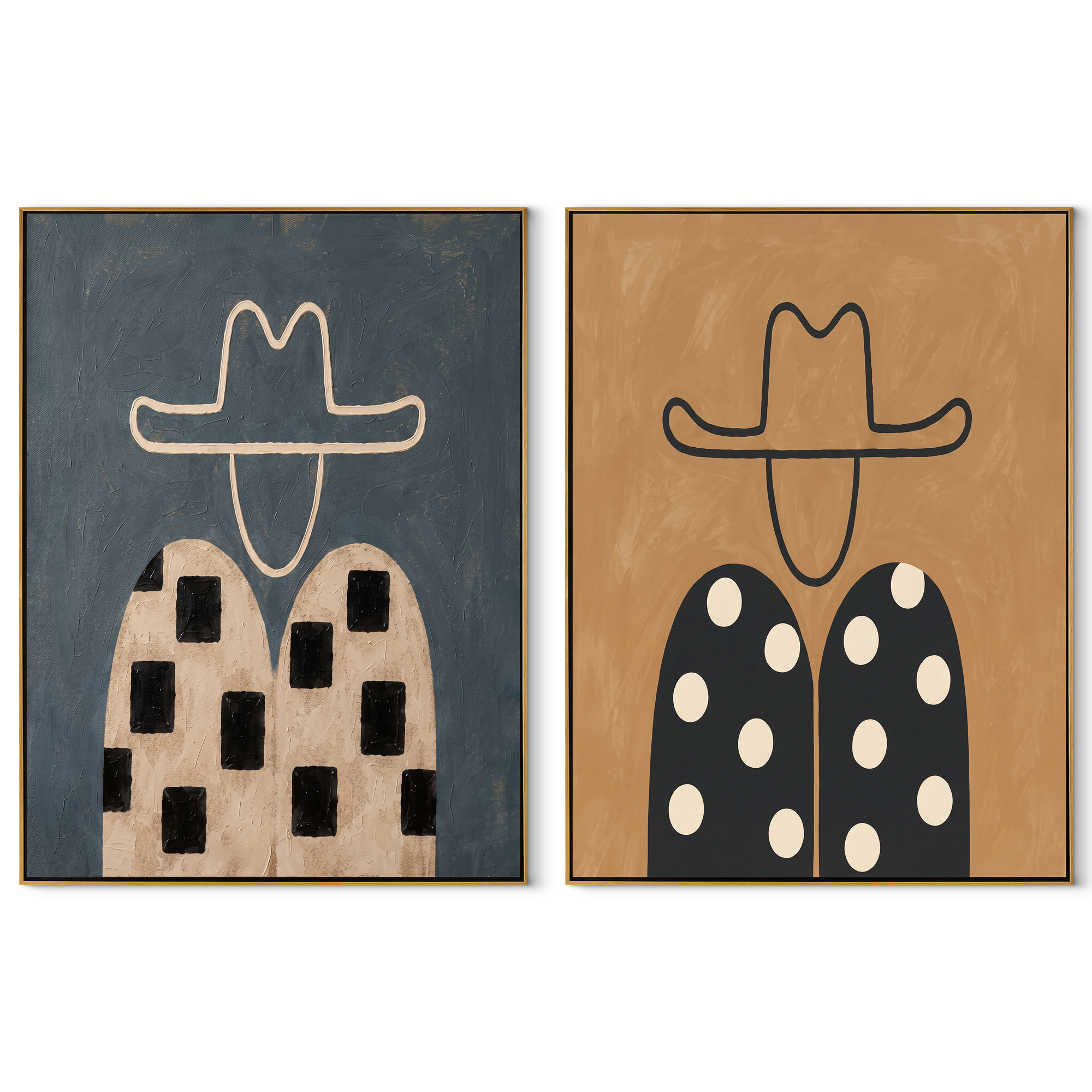 Dotted Shirts Meet Stripes set of two vertical canvas artworks on white